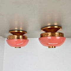 set of 2 unique PINK spot STILNOVO Style Ceiling Light Flushmount, Italy 1950s