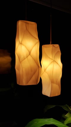 Set of 2 Unique Porcelain Rock Pendant Lamp Ceren Gurkan