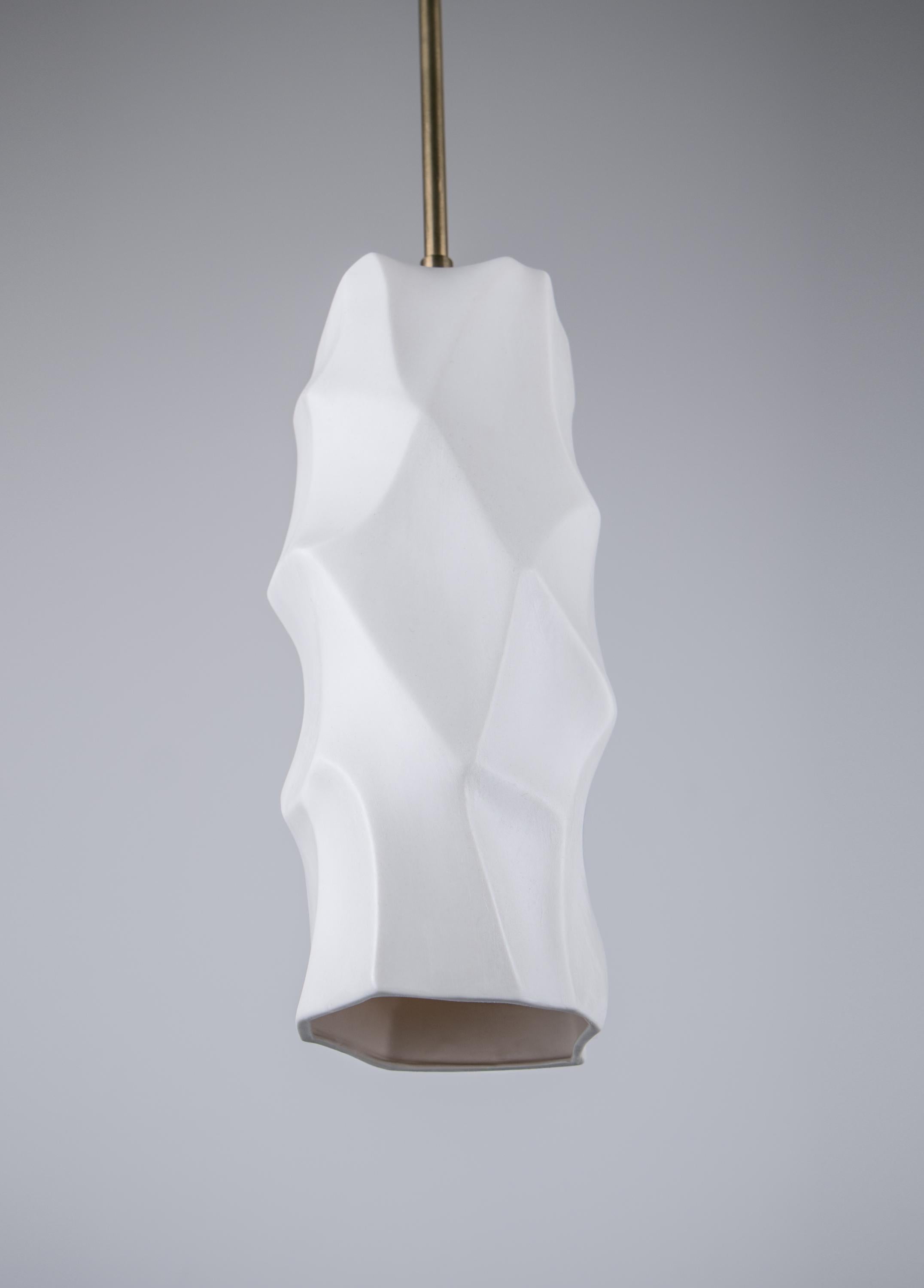 Contemporary Set of 2 Unique Porcelain Rock Pendant Lamp Ceren Gurkan