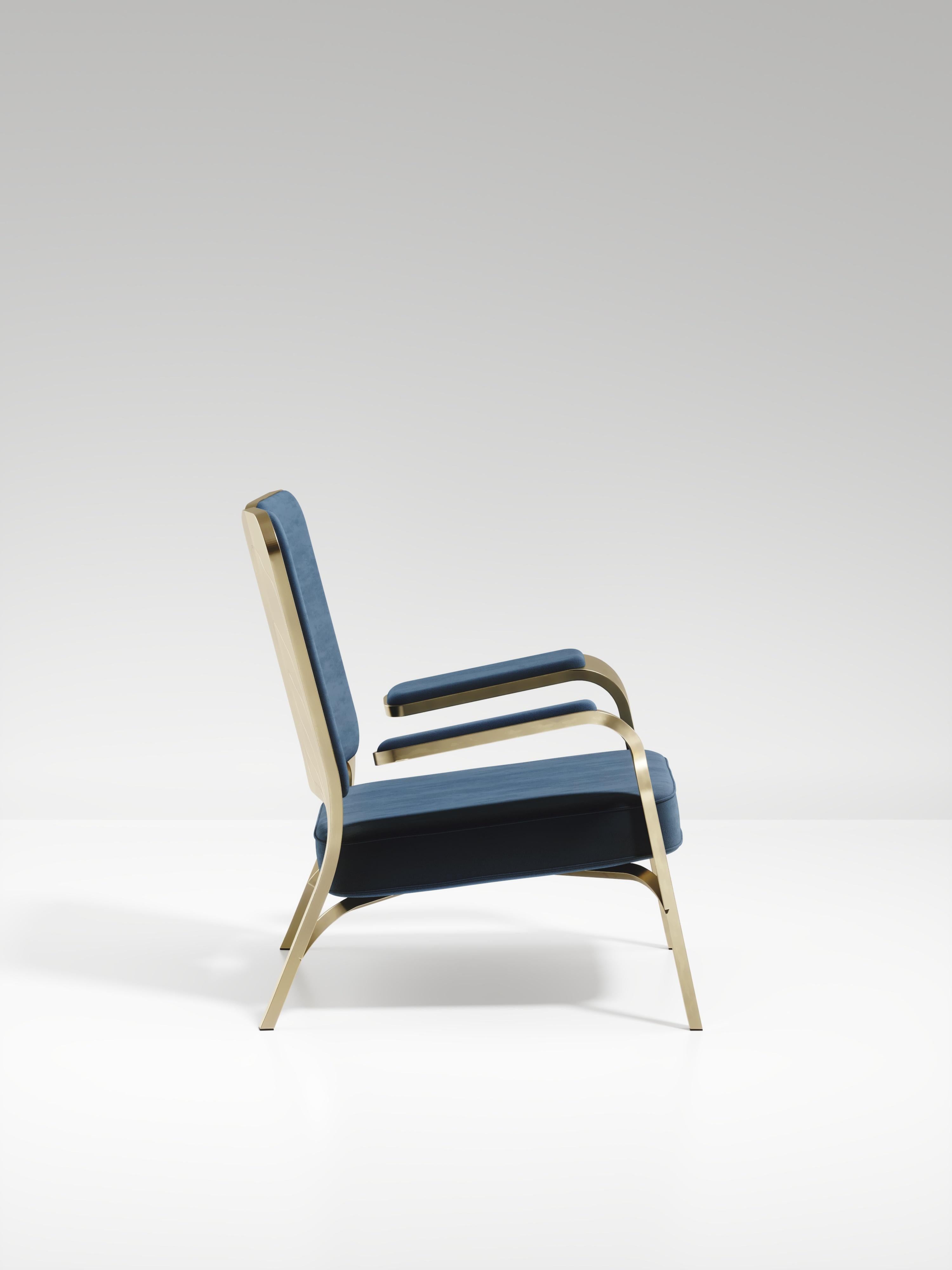 Ensemble de 2 fauteuils tapissés avec détails en laiton Bronze-Patina de R&Y Augousti en vente 3