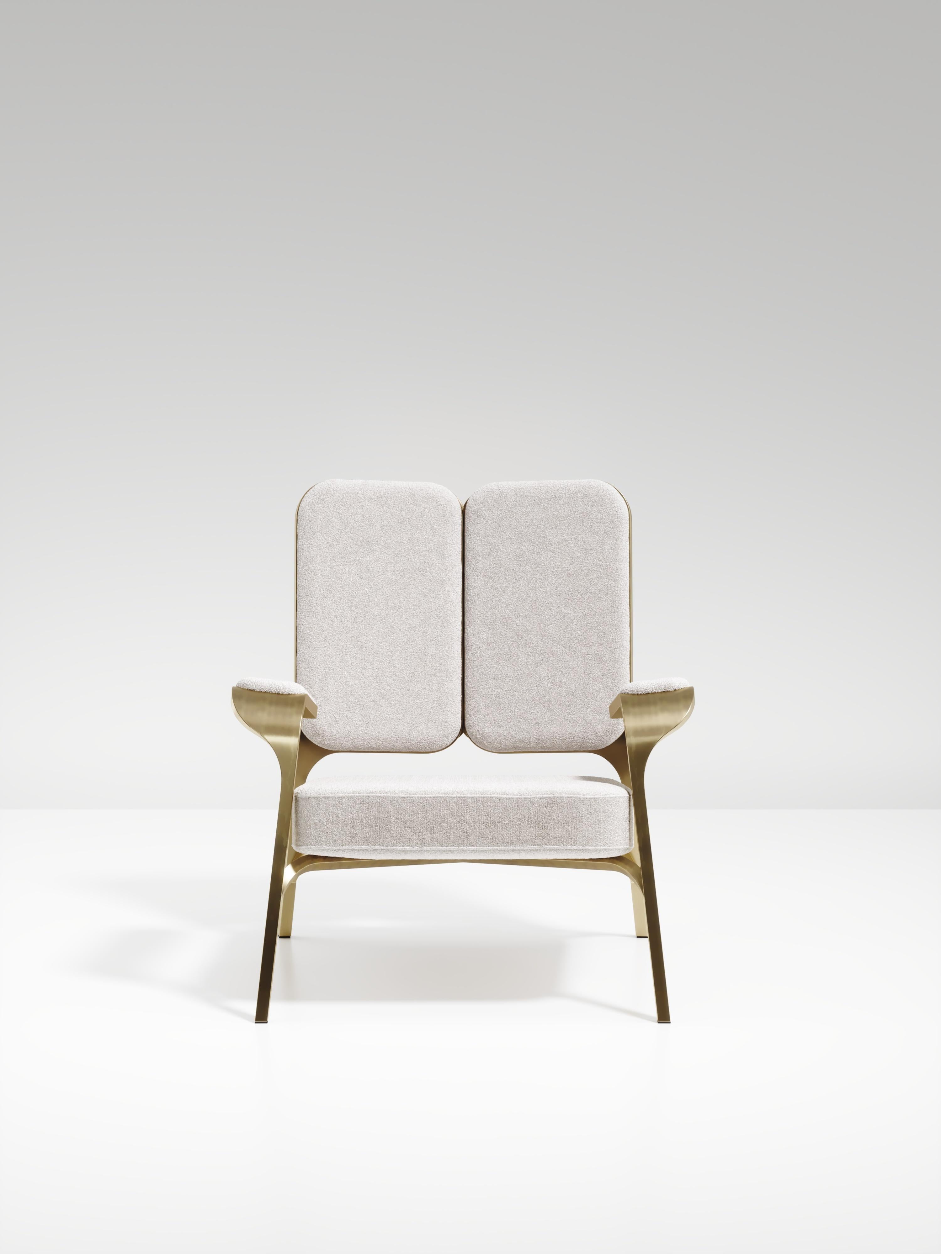 Ensemble de 2 fauteuils tapissés avec détails en laiton Bronze-Patina de R&Y Augousti en vente 8