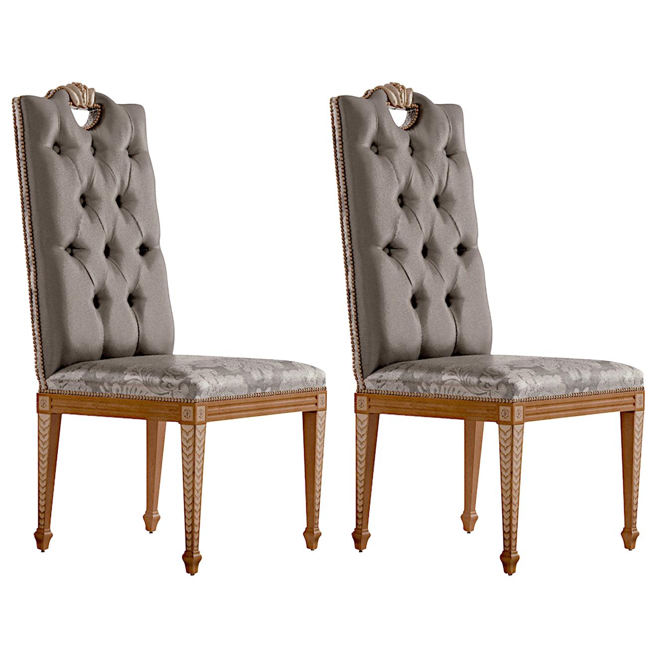 Set of 2 Upholstered Cherry Chairs