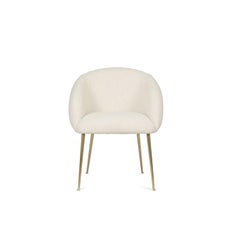 Set Of 2 Upholstered Dining Chairs With Tapered Legs in Brass By José Castro