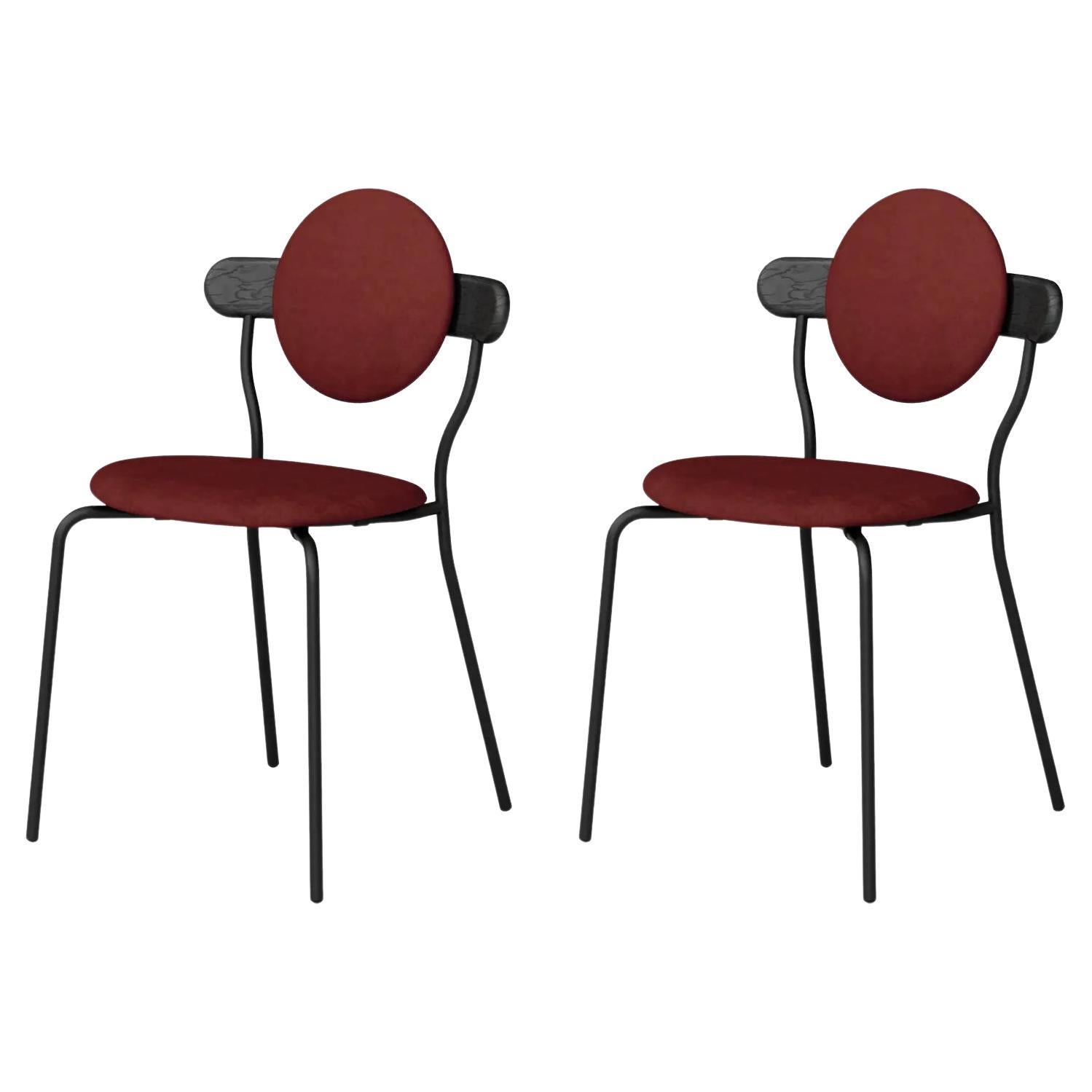 Set of 2 Upholstered "Planet" Chair, Jean-Baptiste Souletie