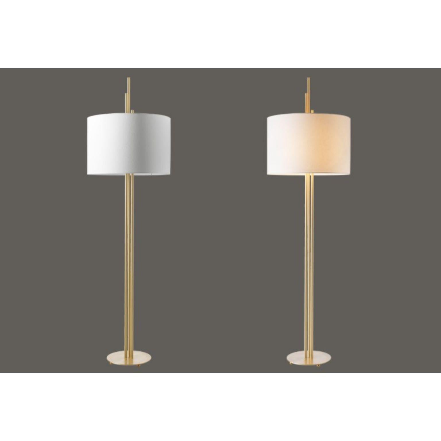 Set of 2 Upper floor lamps by Hervé Langlais
Dimensions: D60X H200 cm
Materials: Solid brass,Lampshade Drop Paper® M1, Black textile cable (2m).
Others finishes are available.

All our lamps can be wired according to each country. If sold to