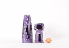 Set di 2 vasi V.Bjerke Petersen Rörstrand Fasett 7 e 8 viola e nero, Svezia