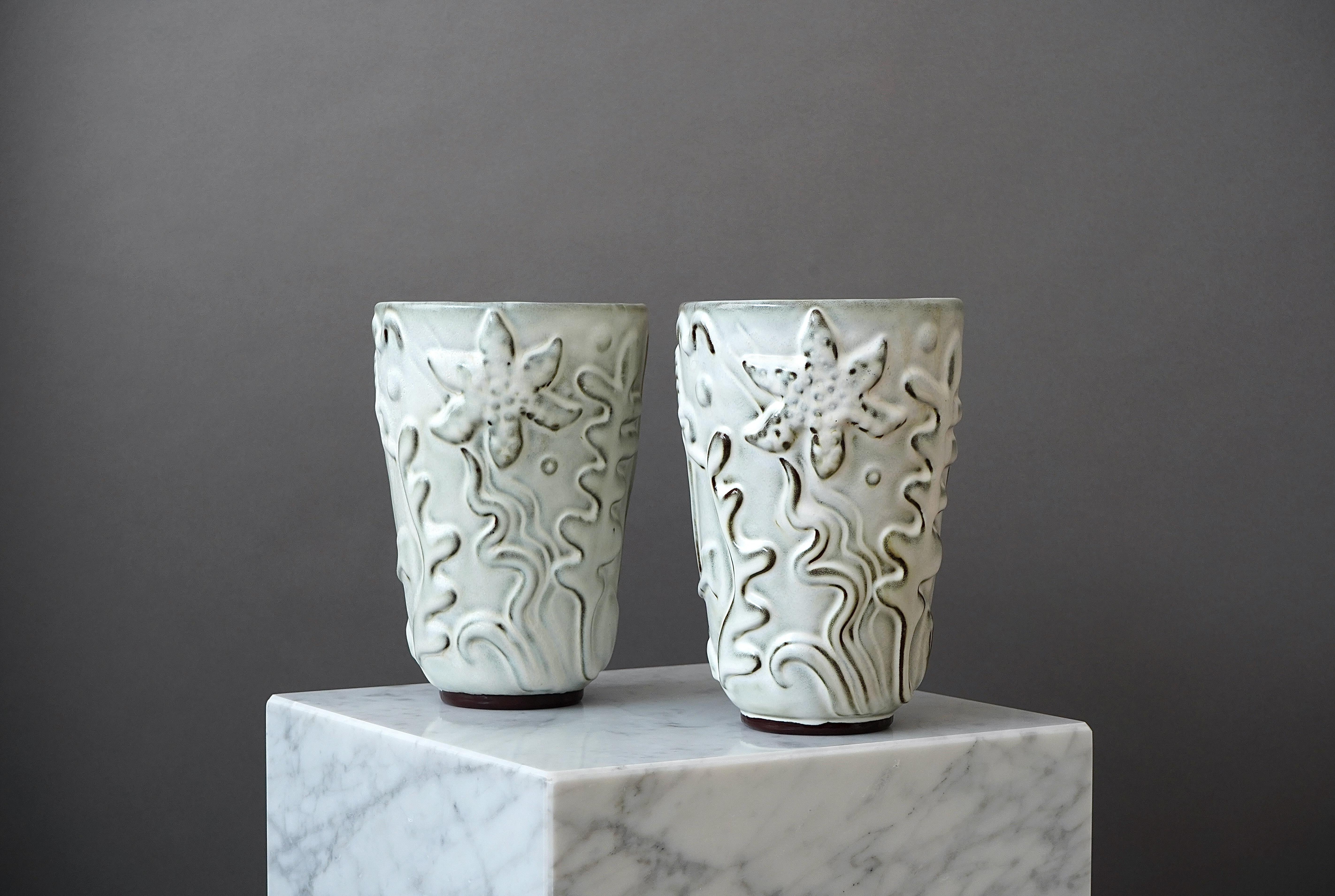 Swedish Set of 2 Vases by Anna-Lisa Thomson. Gefle / Upsala Ekeby, Sweden, 1930s For Sale