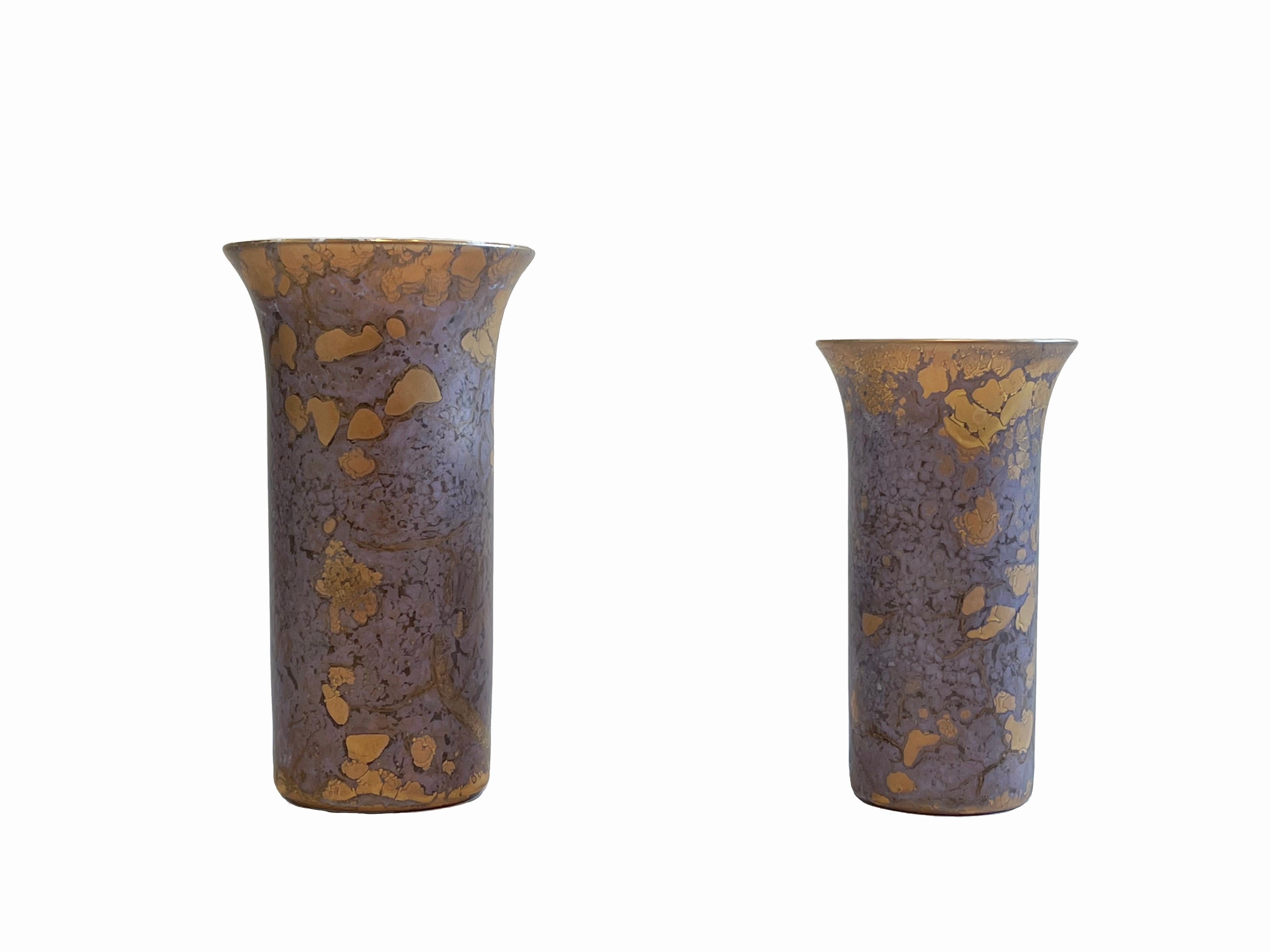 Set of 2 Vases Rosenthal Studio Line 'Goldfeuer' by H. Drexler, 1980s Germany In Good Condition In Andernach, DE