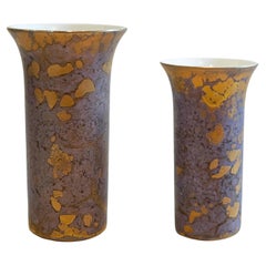 Set of 2 Vases Rosenthal Studio Line 'Goldfeuer' by H. Drexler, 1980s Germany