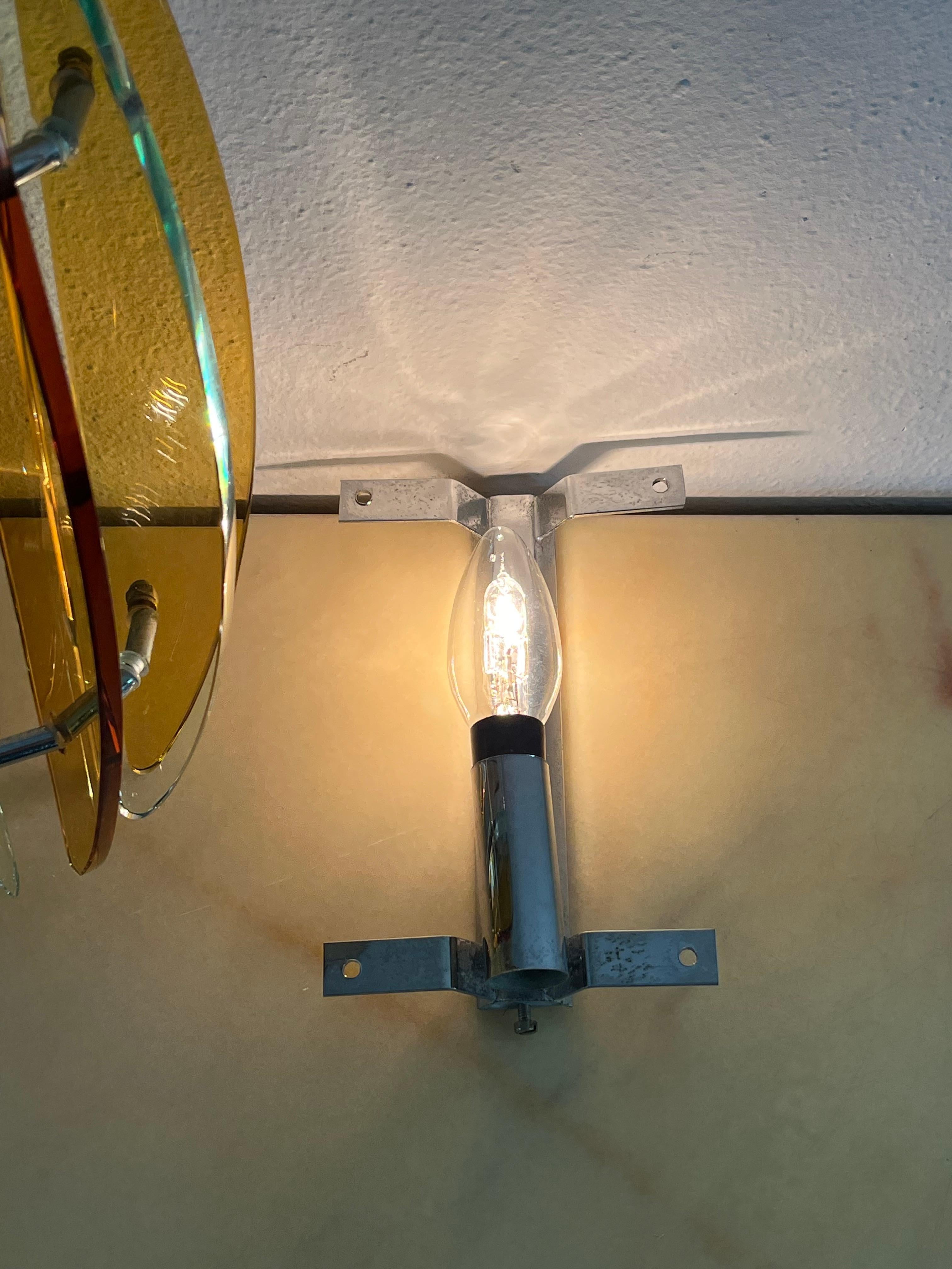 Metallo Set di 2 lampade da parete in vetro di Murano colorato di Veca, anni '70 in vendita
