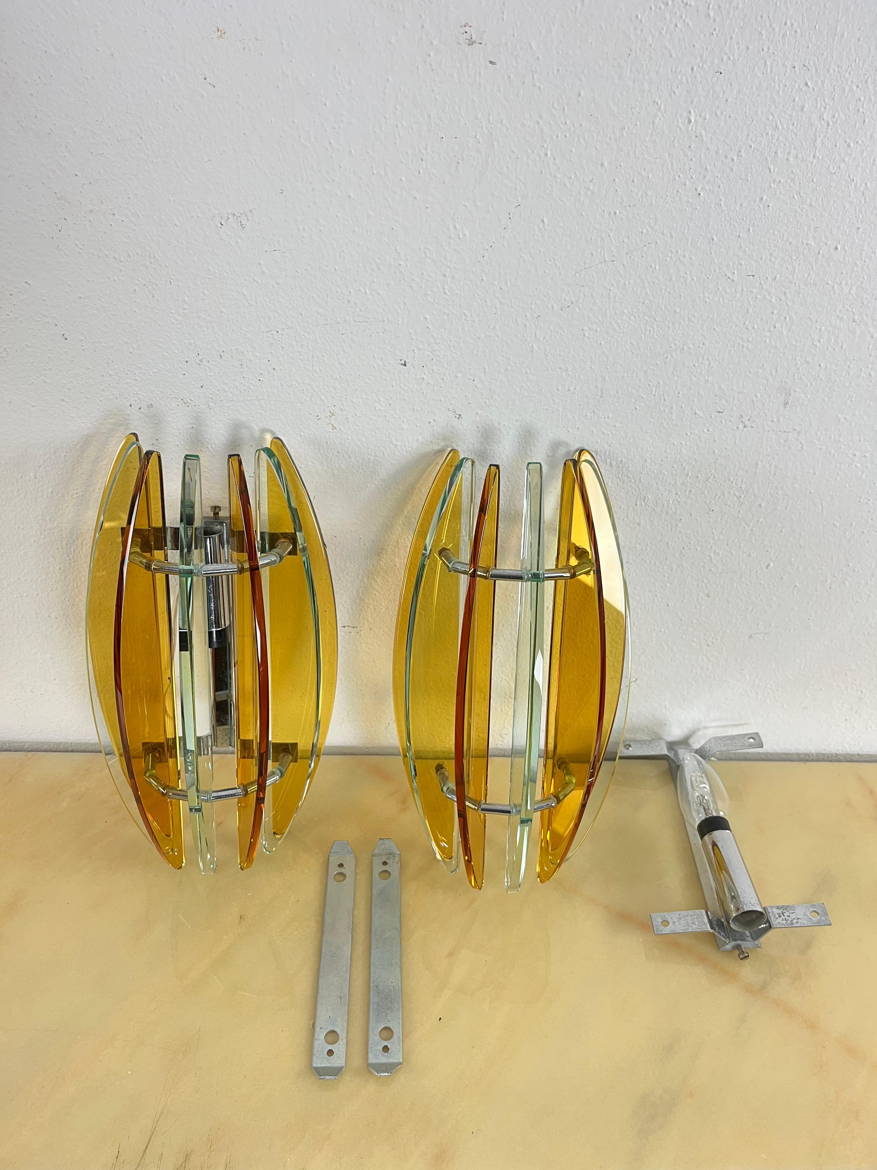 Set di 2 lampade da parete in vetro di Murano colorato di Veca, anni '70 in vendita 2