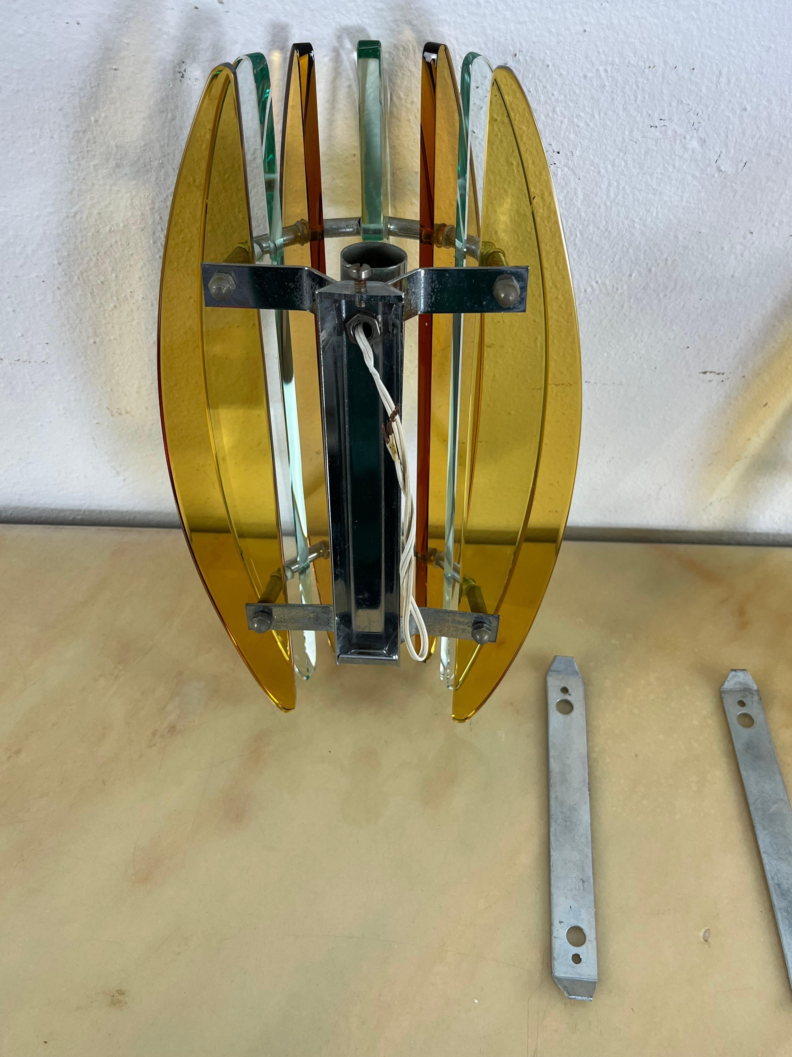 Set di 2 lampade da parete in vetro di Murano colorato di Veca, anni '70 in vendita 3