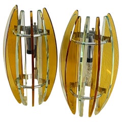Set Of 2 VECA Colored Murano Glass Wall Lamps, 1970s