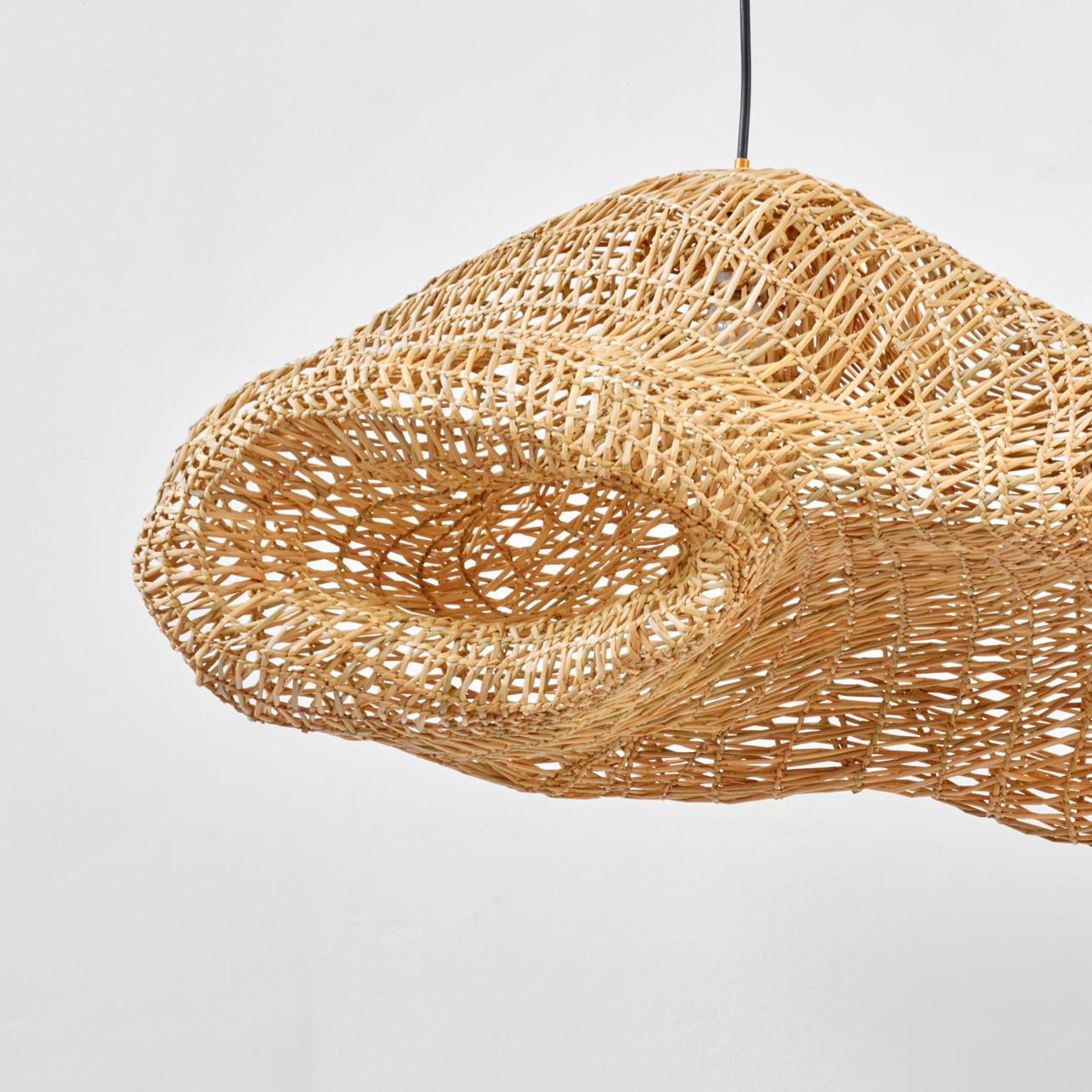 Hand-Woven Set of 2 Vegetable Fabrics N°11 Cloud Pendant Lamps by Estudio Rafael Freyre