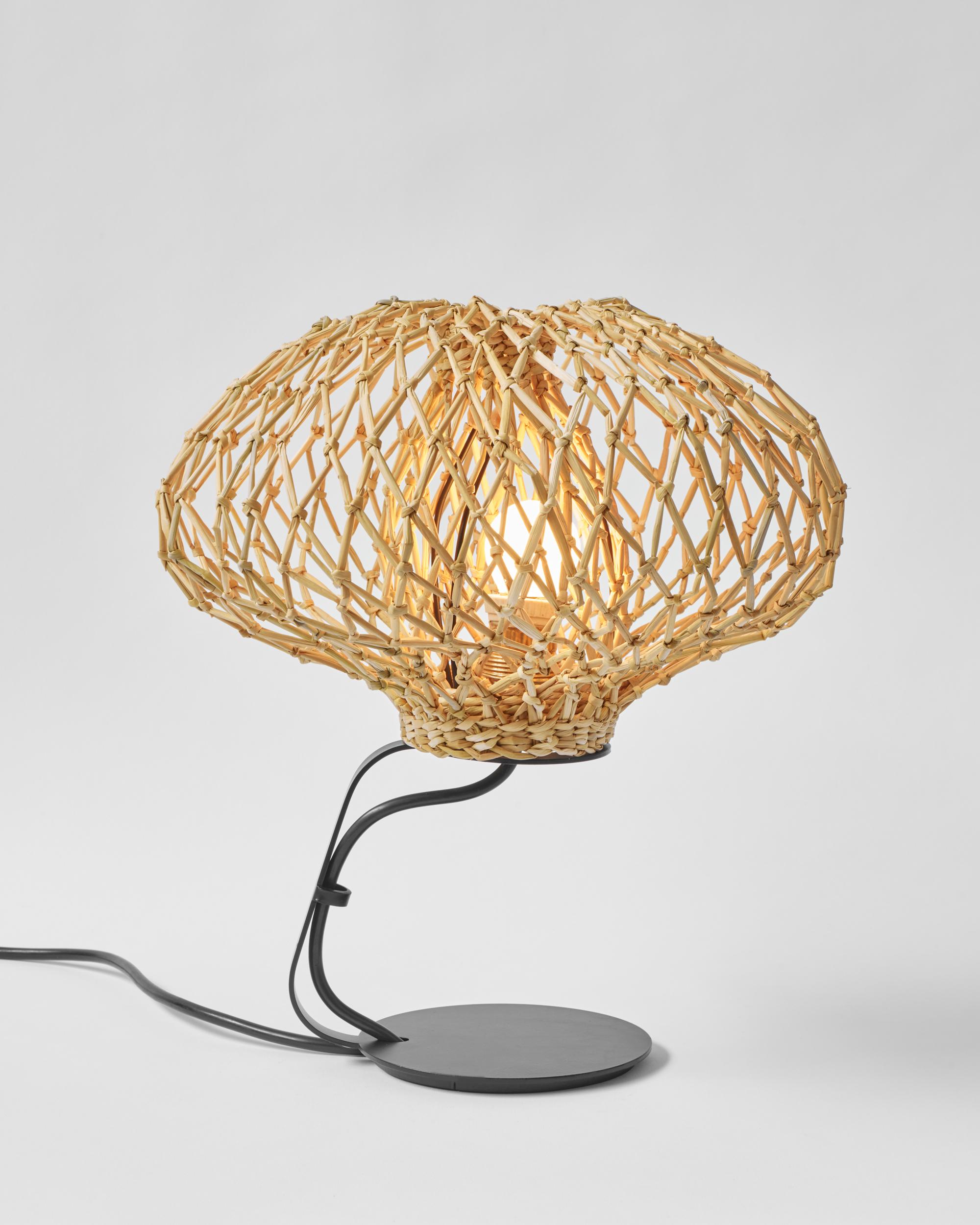 Hand-Woven Set of 2 Vegetable Fabrics N°6 Nest Table Lamps by Estudio Rafael Freyre For Sale
