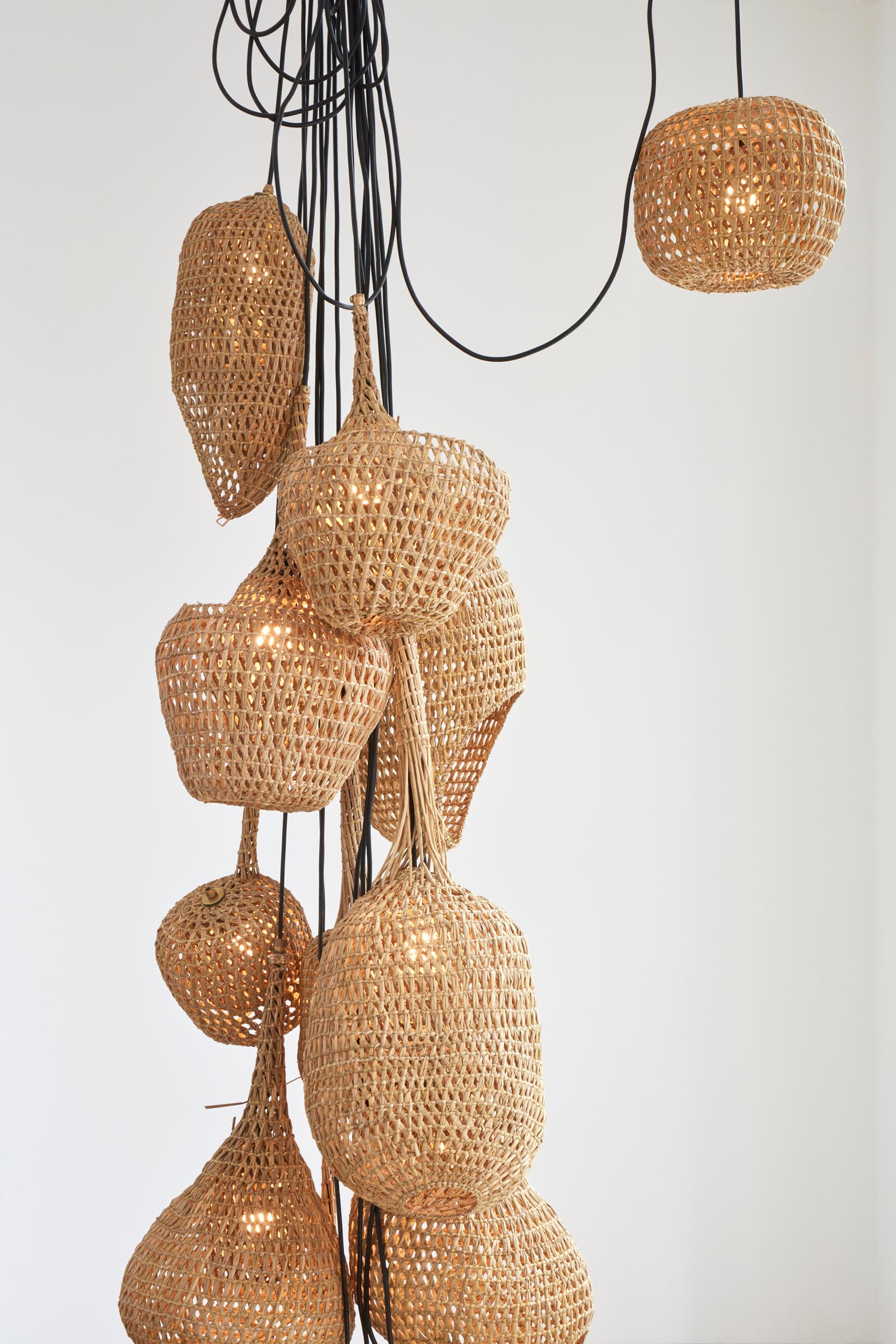 Peruvian Set of 2 Vegetable Fabrics N°7 Pendant Lamps by Estudio Rafael Freyre For Sale