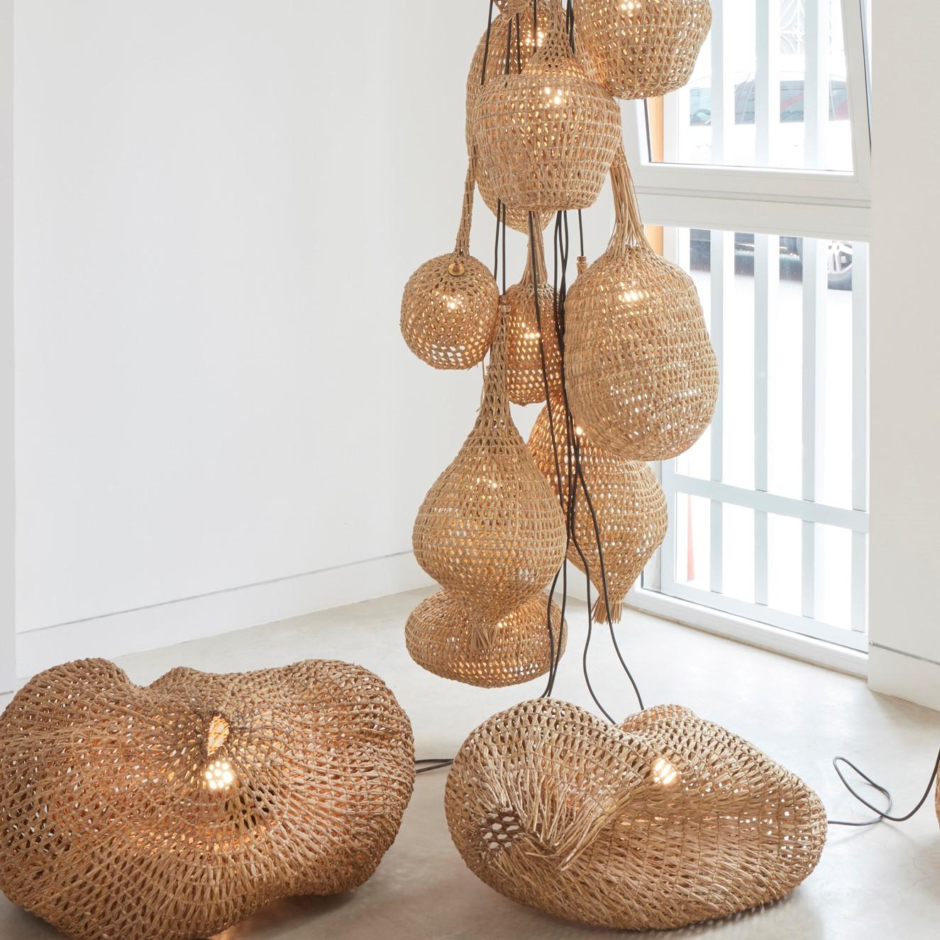 Set of 2 Vegetable Fabrics N°7 Pendant Lamps by Estudio Rafael Freyre In New Condition For Sale In Geneve, CH