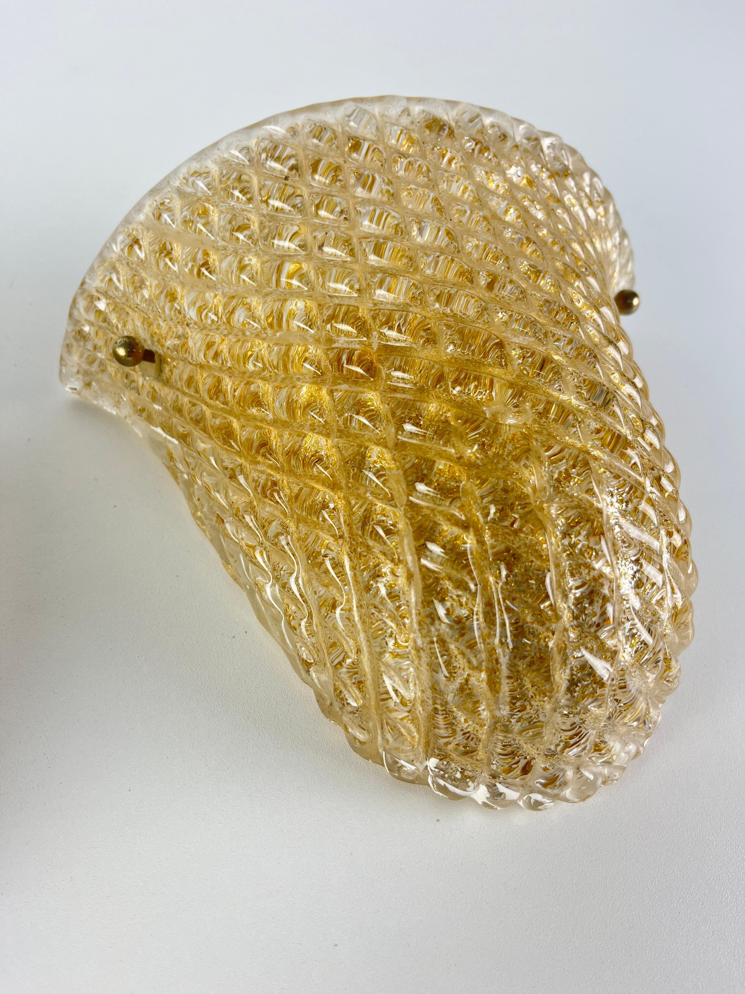 Juego de 2 Lámparas de Pared Venecianas de Cristal Rostrato de Murano Atribuidas a Venini, 1950 mediados del siglo XX en venta