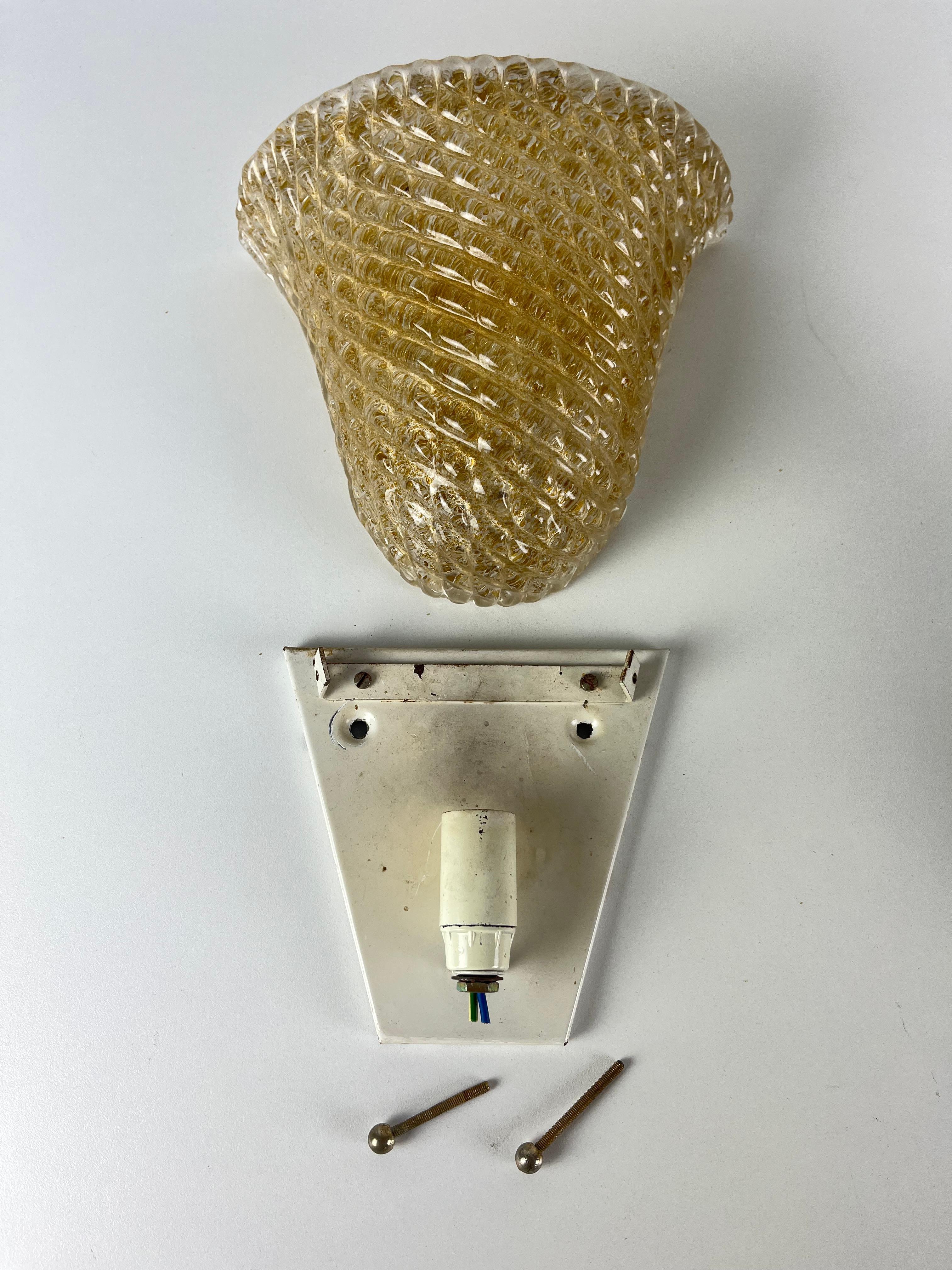 Juego de 2 Lámparas de Pared Venecianas de Cristal Rostrato de Murano Atribuidas a Venini, 1950 en venta 2
