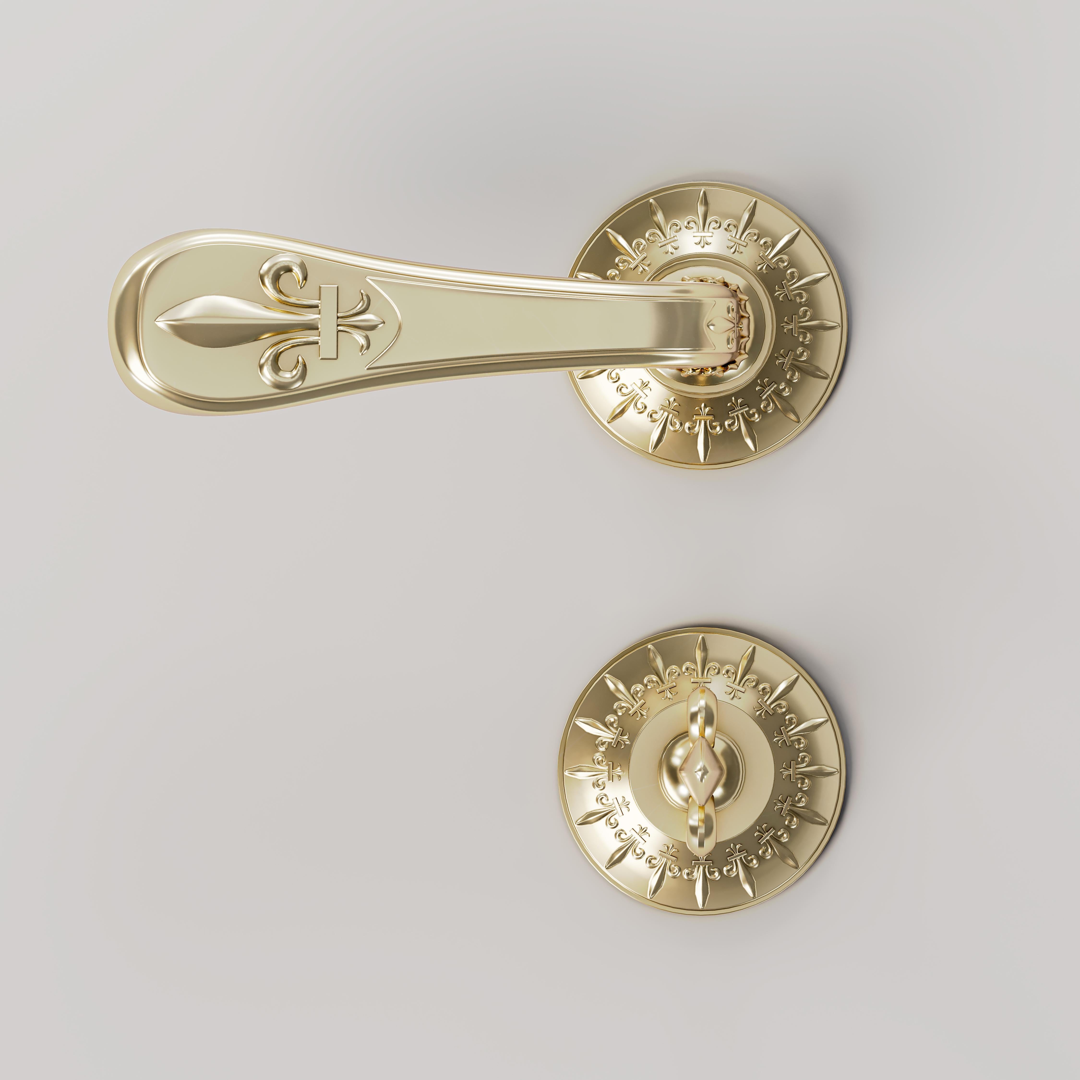 French Set Of 2 Versailles Matte Noir Door Handles With Condamnation by Jérôme Bugara For Sale