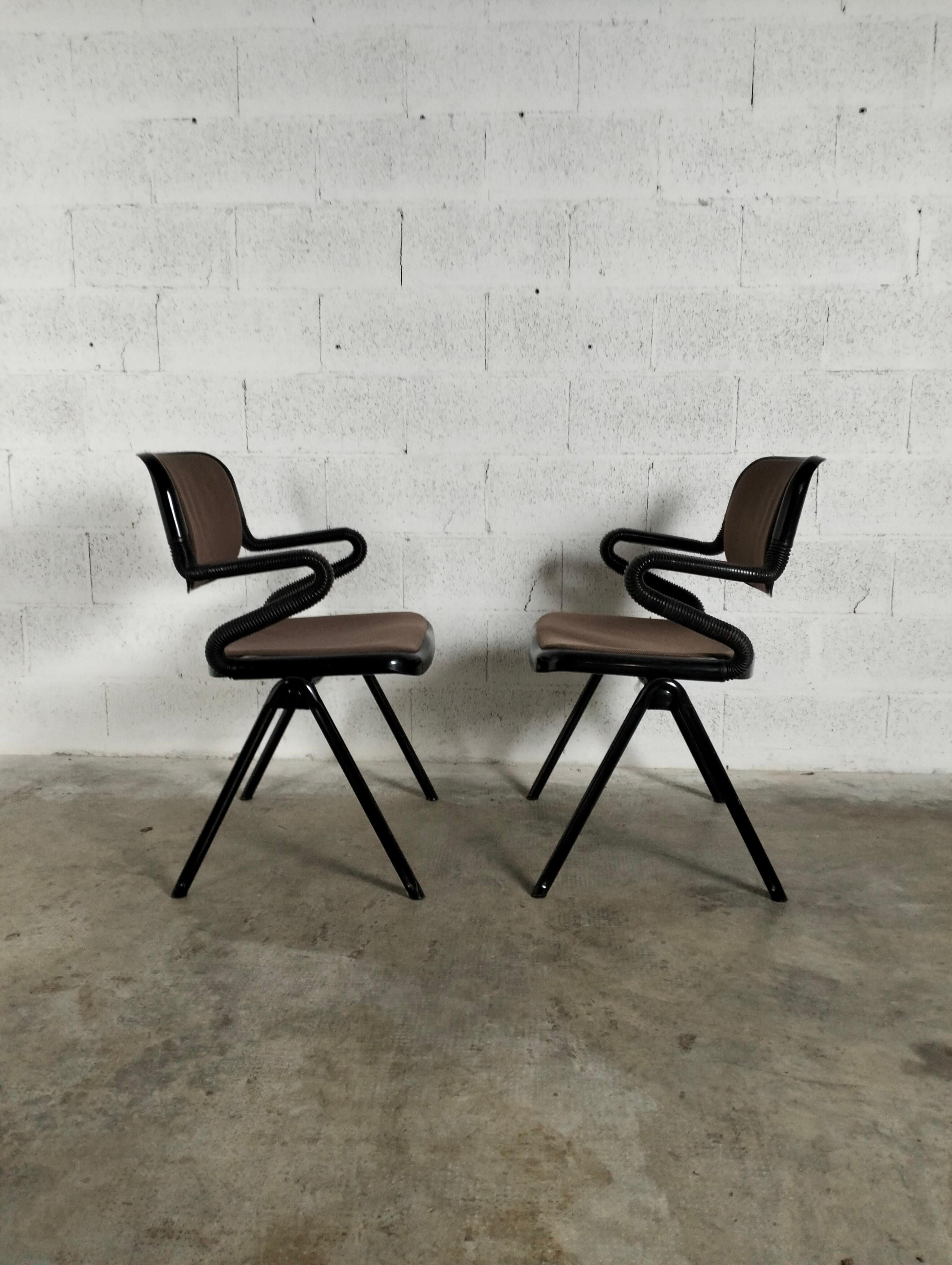 Mid-Century Modern Set of 2 Vertebra System Chairs by E.Ambasz E G.Piretti for Anonima Castelli