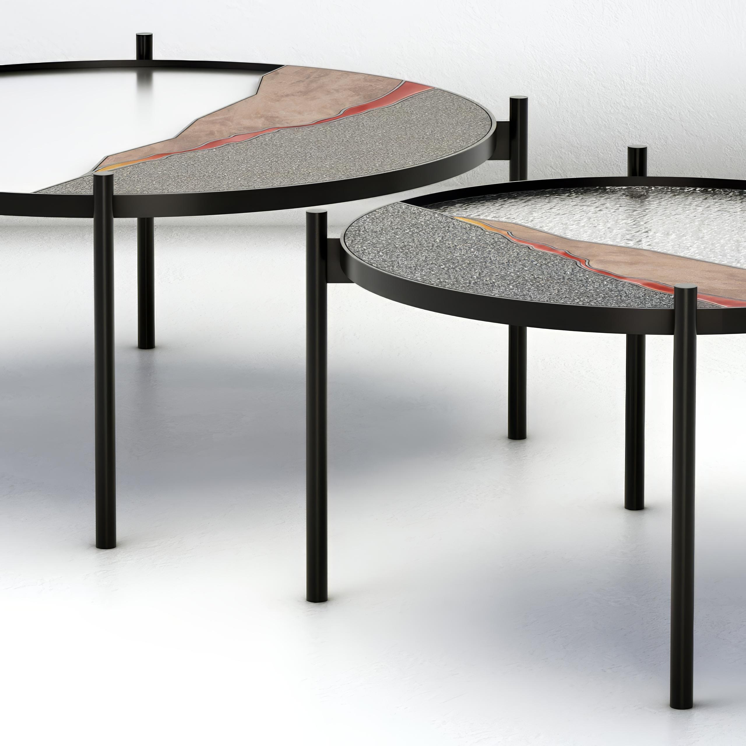 Italian Set Of 2 Vesuvius Coffee Tables by Atlas Project For Sale