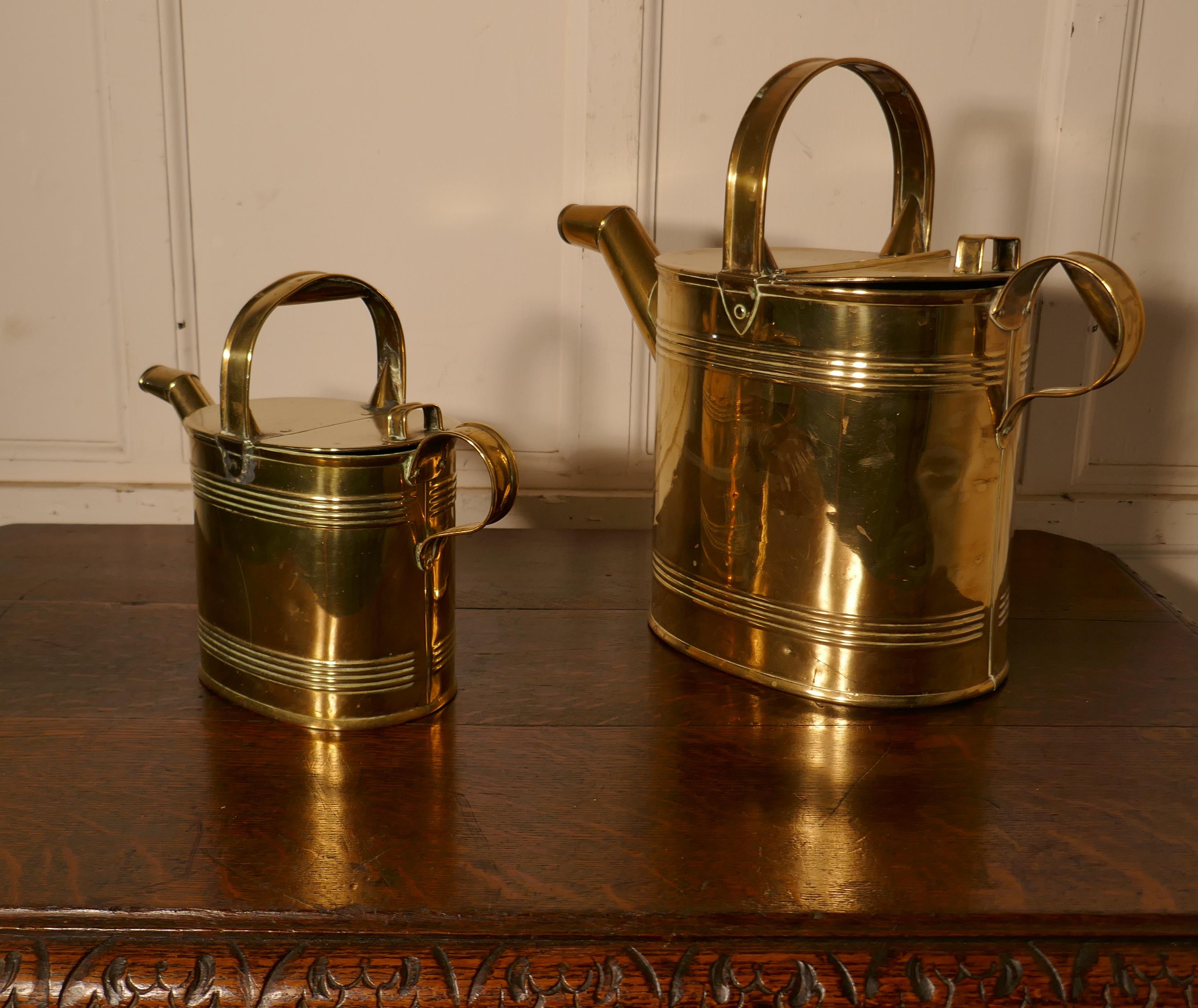 Set of 2 Victorian Brass Hot Water Jugs For Sale 1