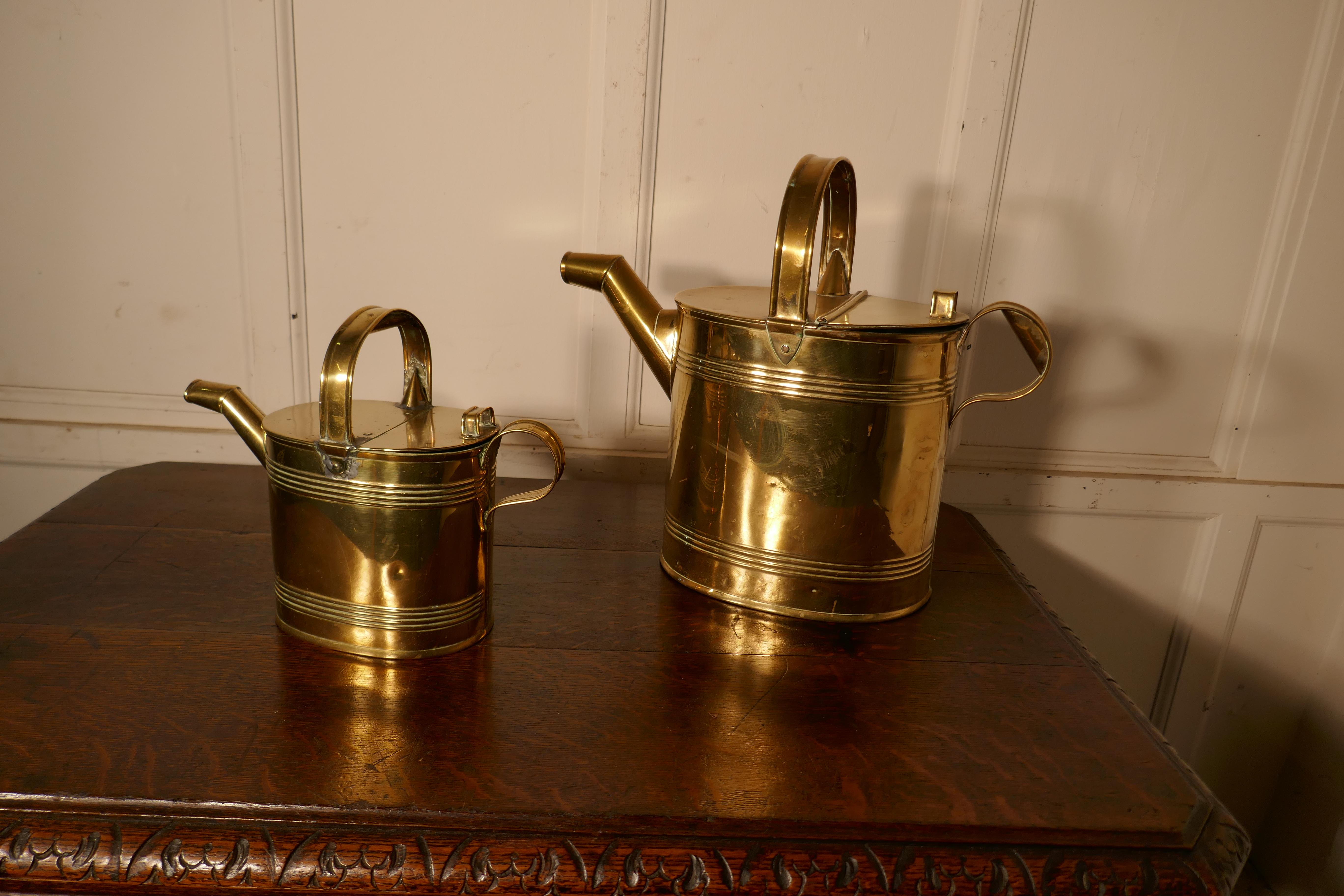 Set of 2 Victorian Brass Hot Water Jugs For Sale 2