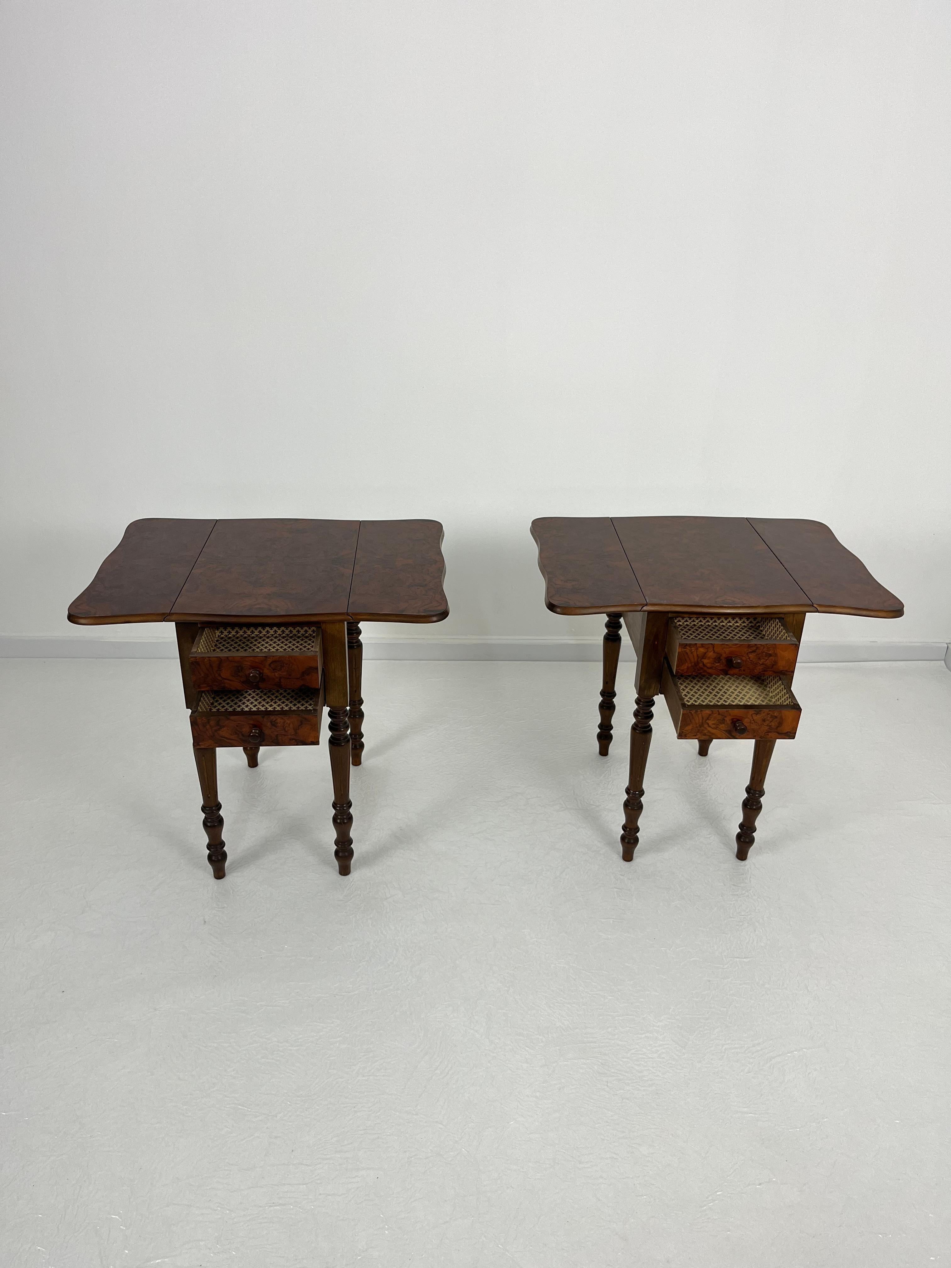 Wood Set of 2 Victorian Style Folding Night Stands, 1960s For Sale