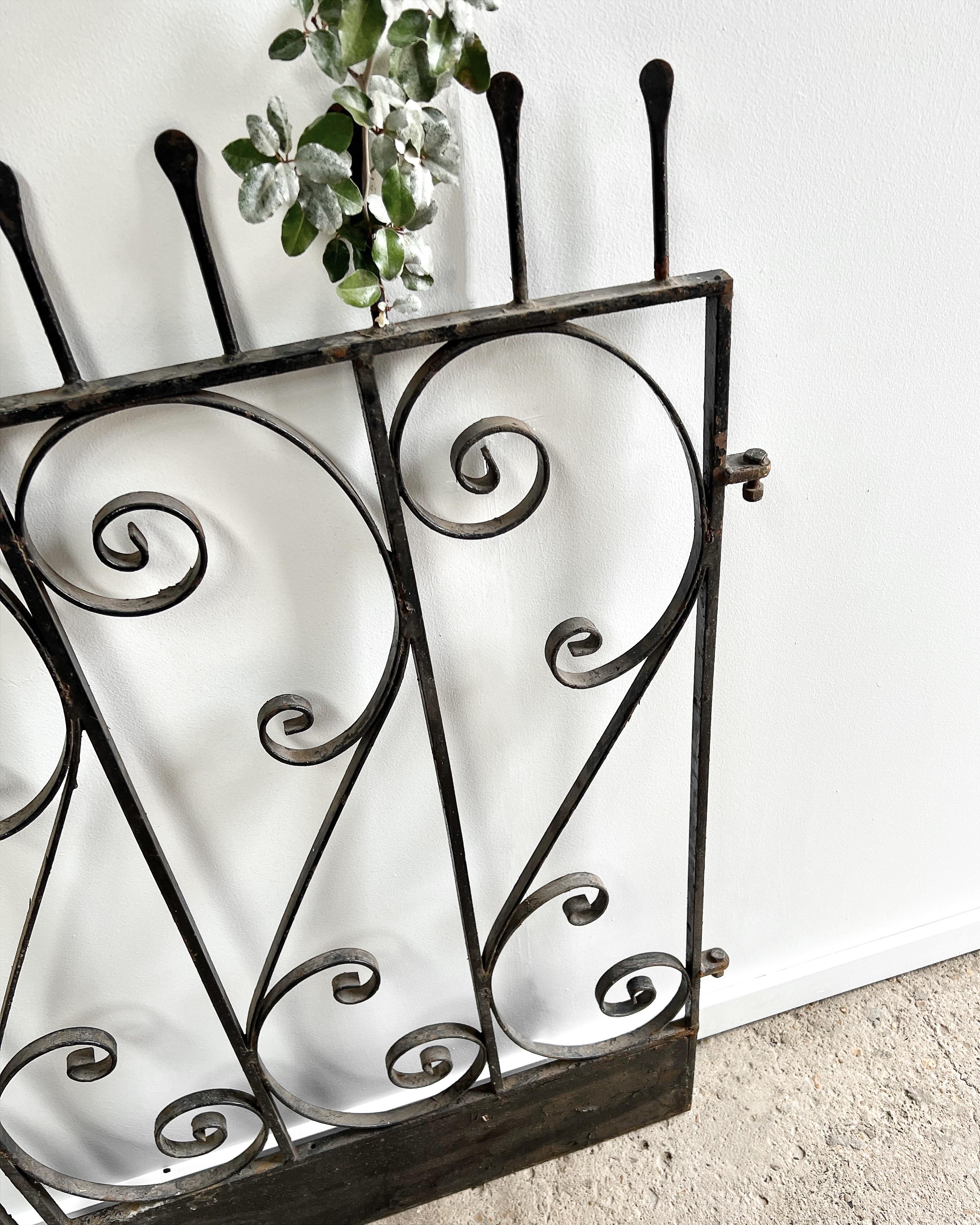 Set of 2 Victorian Wrought Iron Garden Gates For Sale 2