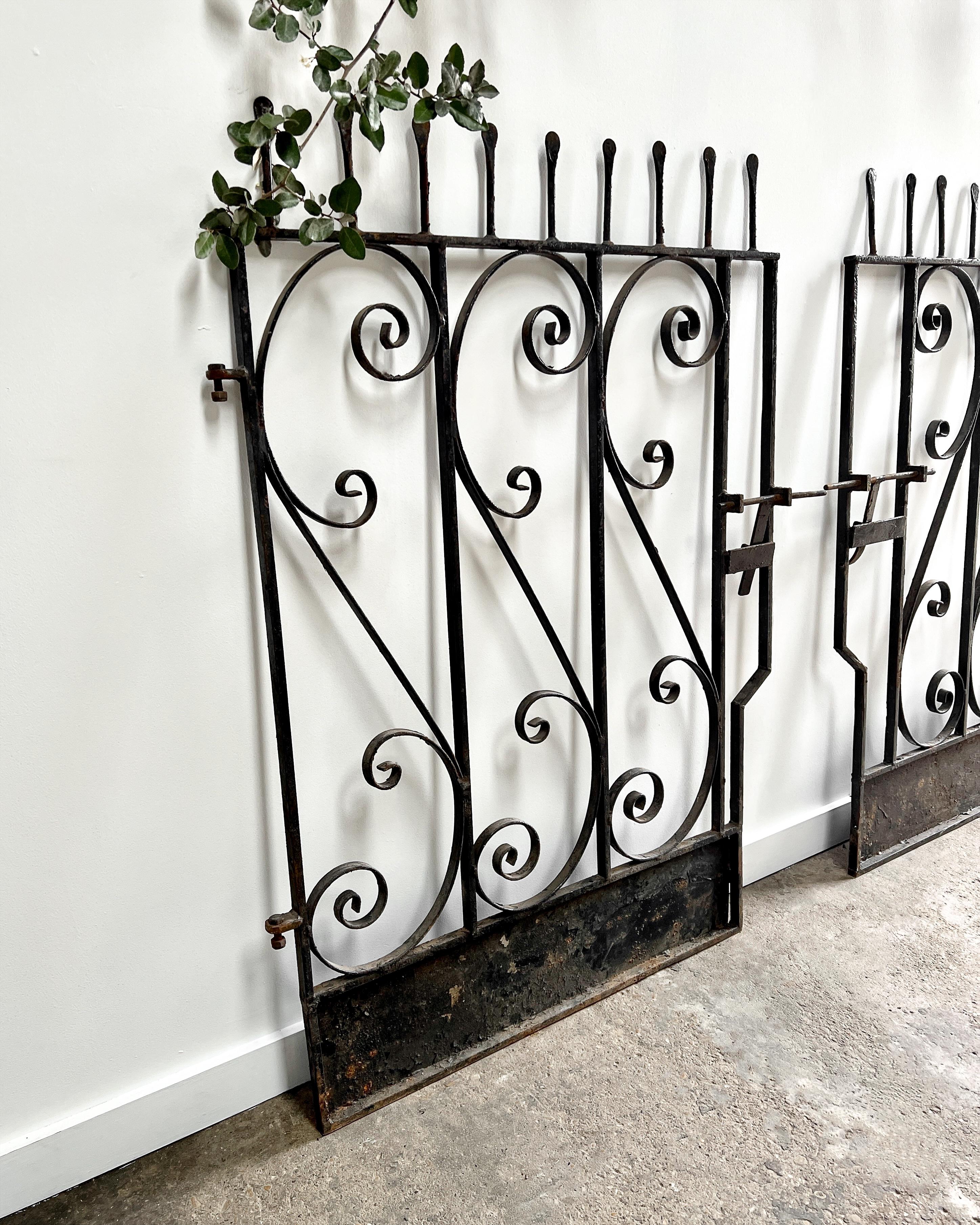 Set of 2 Victorian Wrought Iron Garden Gates For Sale 5