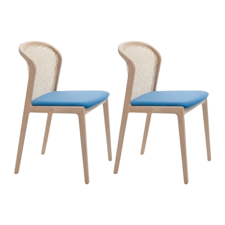 Juego de 2, Silla Viena, Madera de haya, Azul claro by Colé Italia