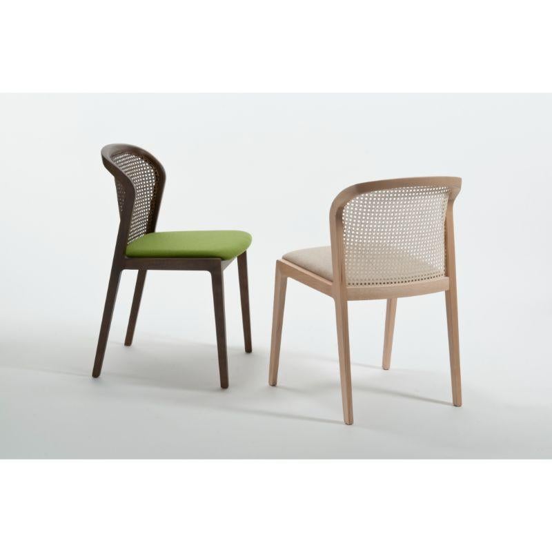 Set of 2, vienna chair, canaletto acid green & beech wood beige by Colé Italia with Emmanuel Gallina 
Dimensions: H 78, W 48, D 50 cm
Materials: Stained beech wood chair with straw back and upholstered seat (Nord Wool)
Wood stained finishing: CA