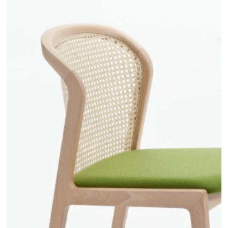 Italian Set of 2, Vienna Chair, Natural Beech Wood, Nord Wool Green by Colé Italia For Sale