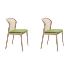 Set di 2 sedie Vienna, Wood Wood naturale, Nord Wool Green di Colé Italia