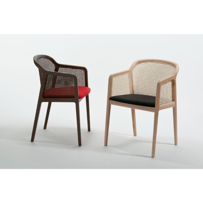 Set of 2, Vienna Little Armchair, Stained Beech Wood, Red & Anthracite by Colé Italia with Emmanuel Gallina
Dimensions: H 78, W 53, D 50 cm
Materials: Stained beech wood little armchair with Vienna straw back, and upholstered seat
Wood stained
