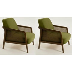 Set of 2, Vienna Lounge Armchair Canaletto Palm Green by Colé Italia