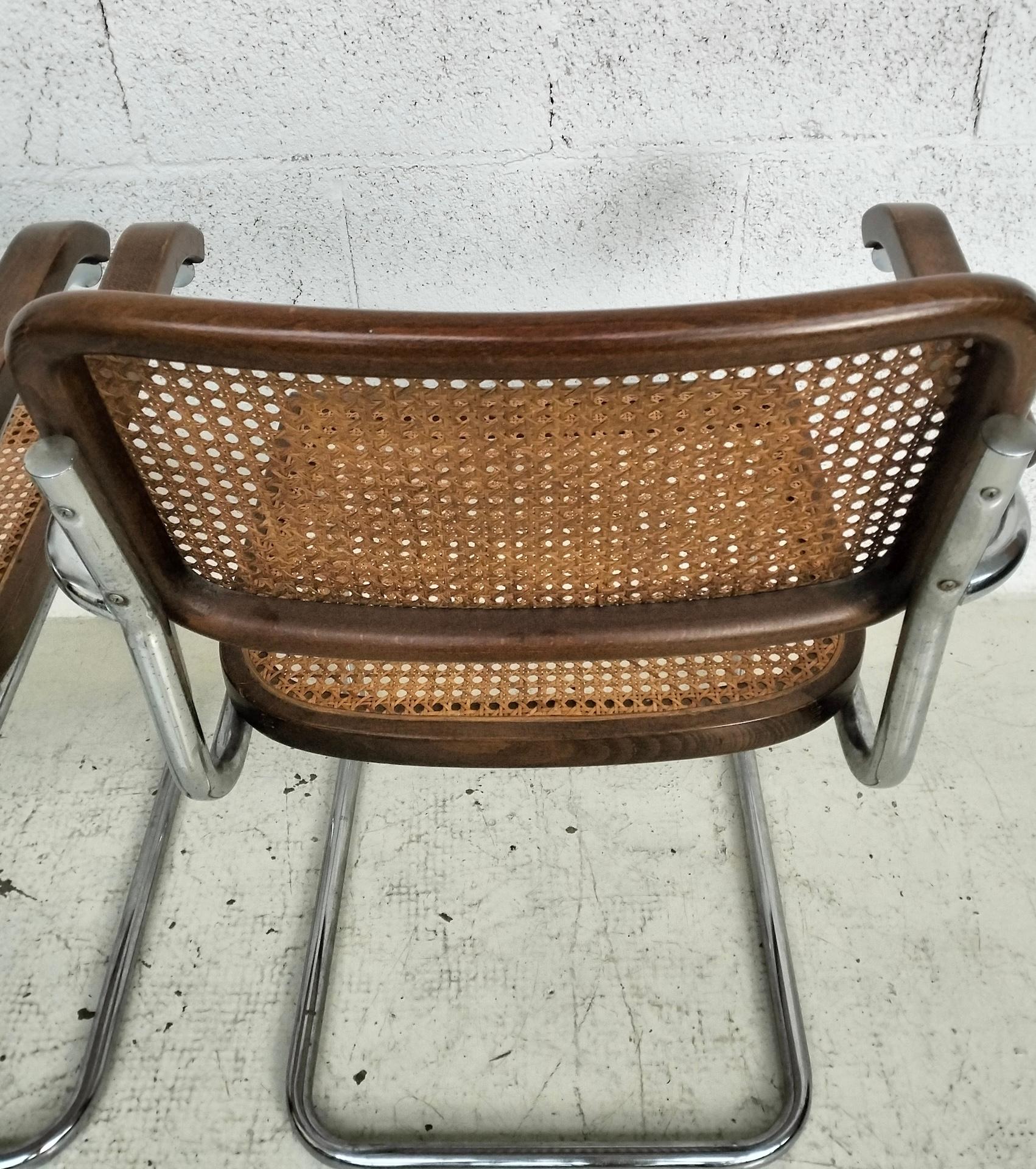 Set of 2 Vienna straw and metal chairs in “Cesca” style by M.Breuer for Gavina For Sale 3