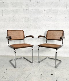 Set of 2 Vienna straw and metal chairs in “Cesca” style by M.Breuer for Gavina