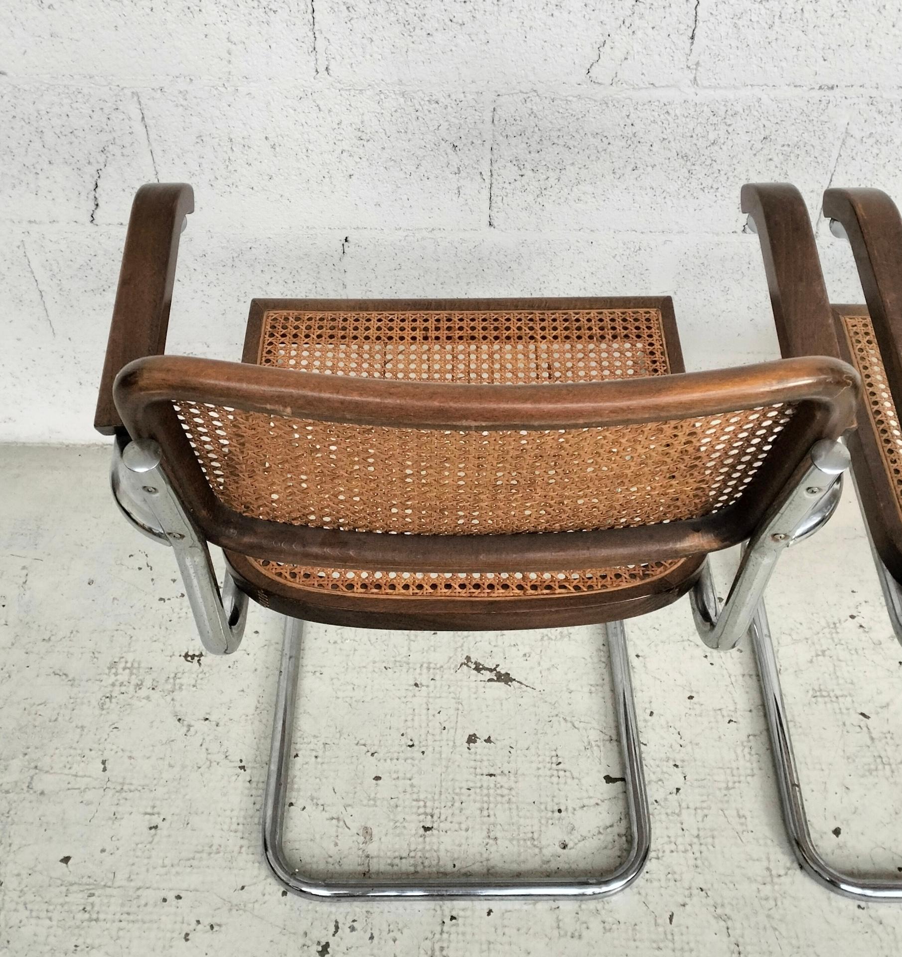 Set of 2 Vienna straw and metal chairs in “Cesca” style by M.Breuer for Gavina For Sale 2