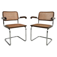 Set of 2 Vienna straw and metal chairs in “Cesca” style by M.Breuer for Gavina