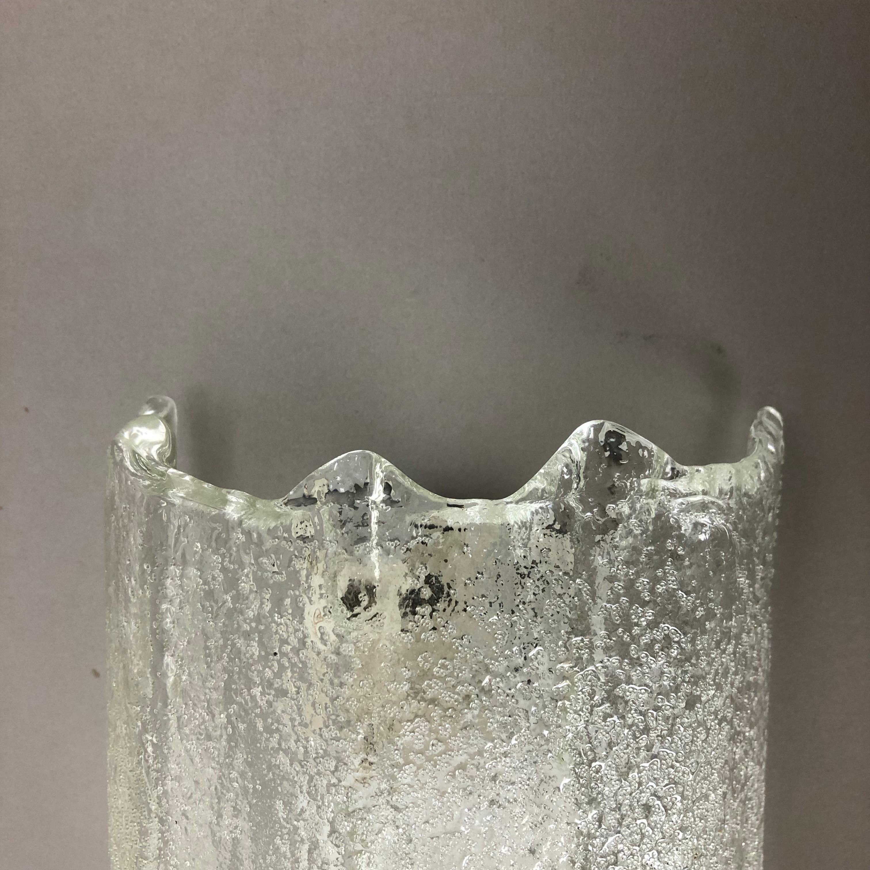 Set of 2 Vintage 1960s Ice Glass Metal Wall Light by Kaiser Leuchten, Germany For Sale 10