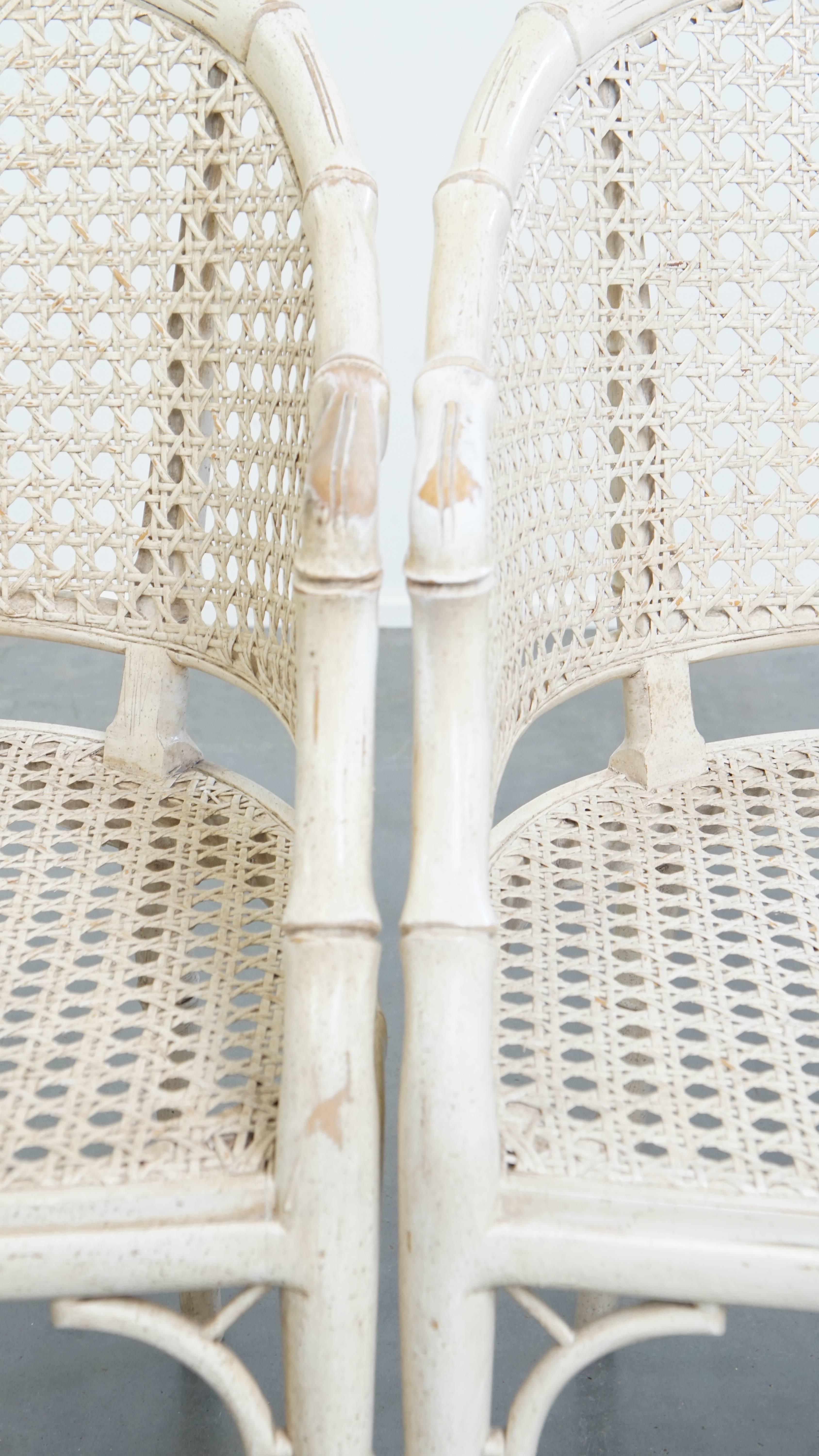 Set of 2 Vintage 1970s Chairs Made of Rattan and Bamboo For Sale 5