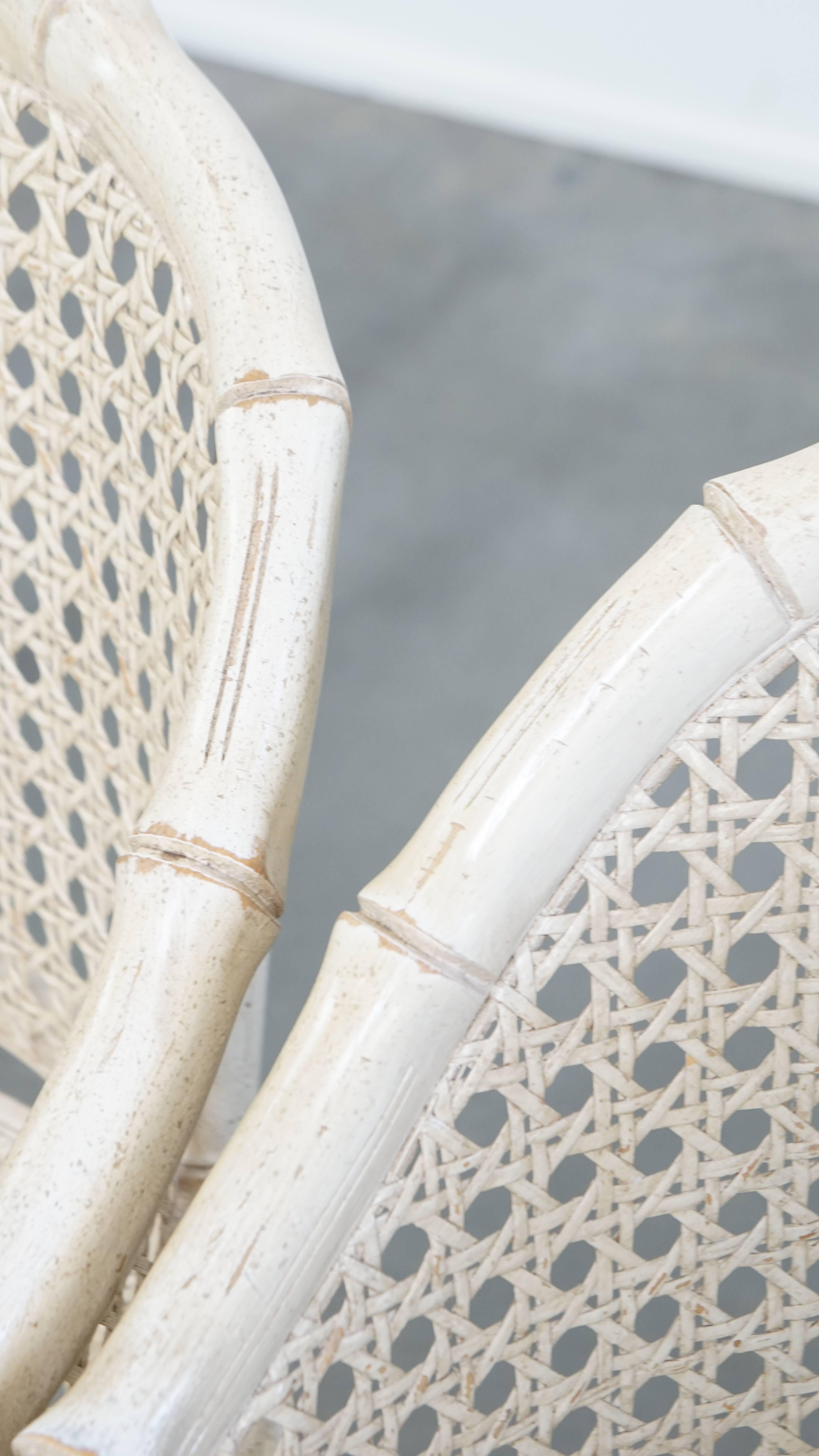 Set of 2 Vintage 1970s Chairs Made of Rattan and Bamboo For Sale 8