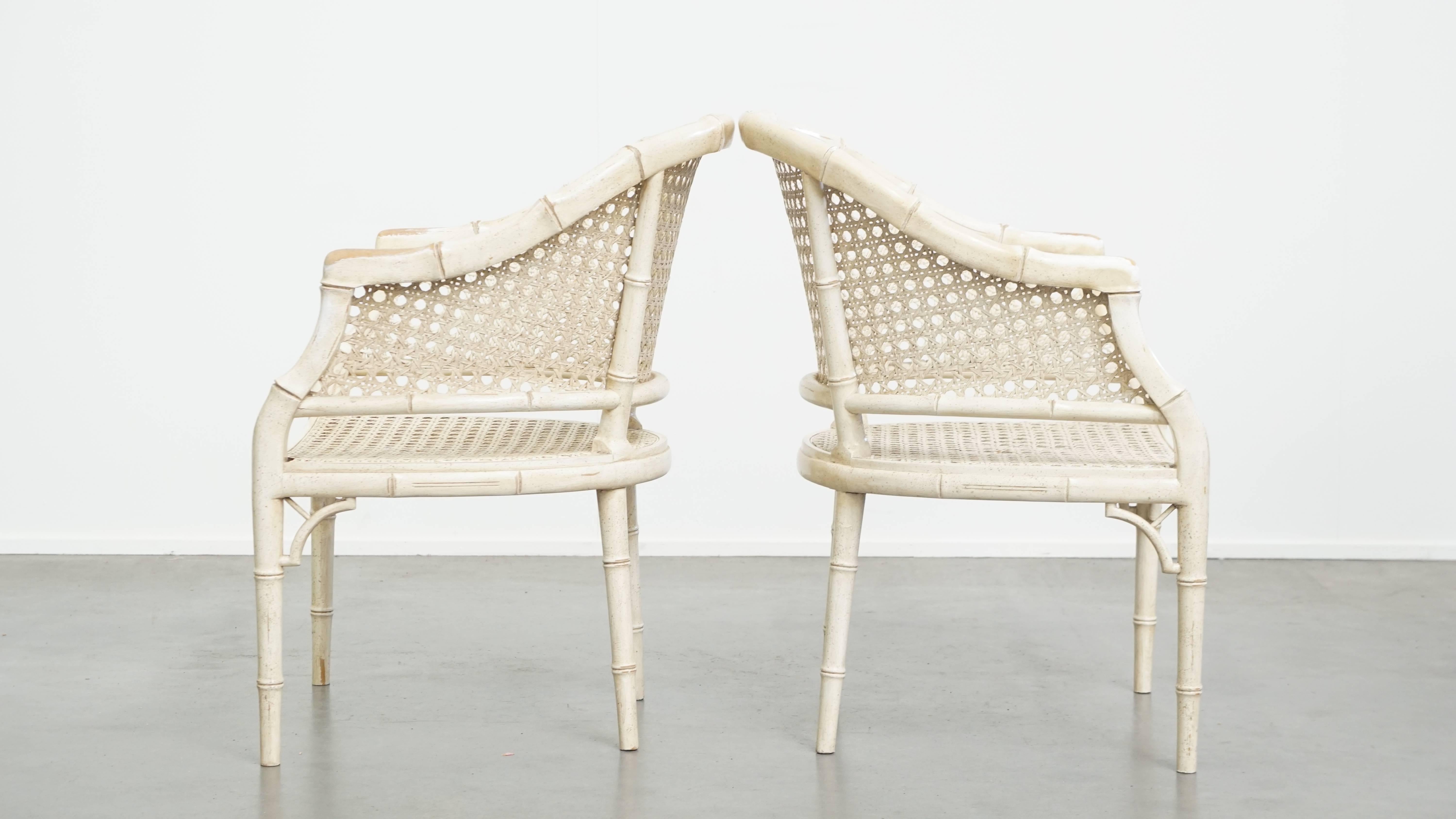 Set of 2 Vintage 1970s Chairs Made of Rattan and Bamboo In Fair Condition For Sale In Harderwijk, NL