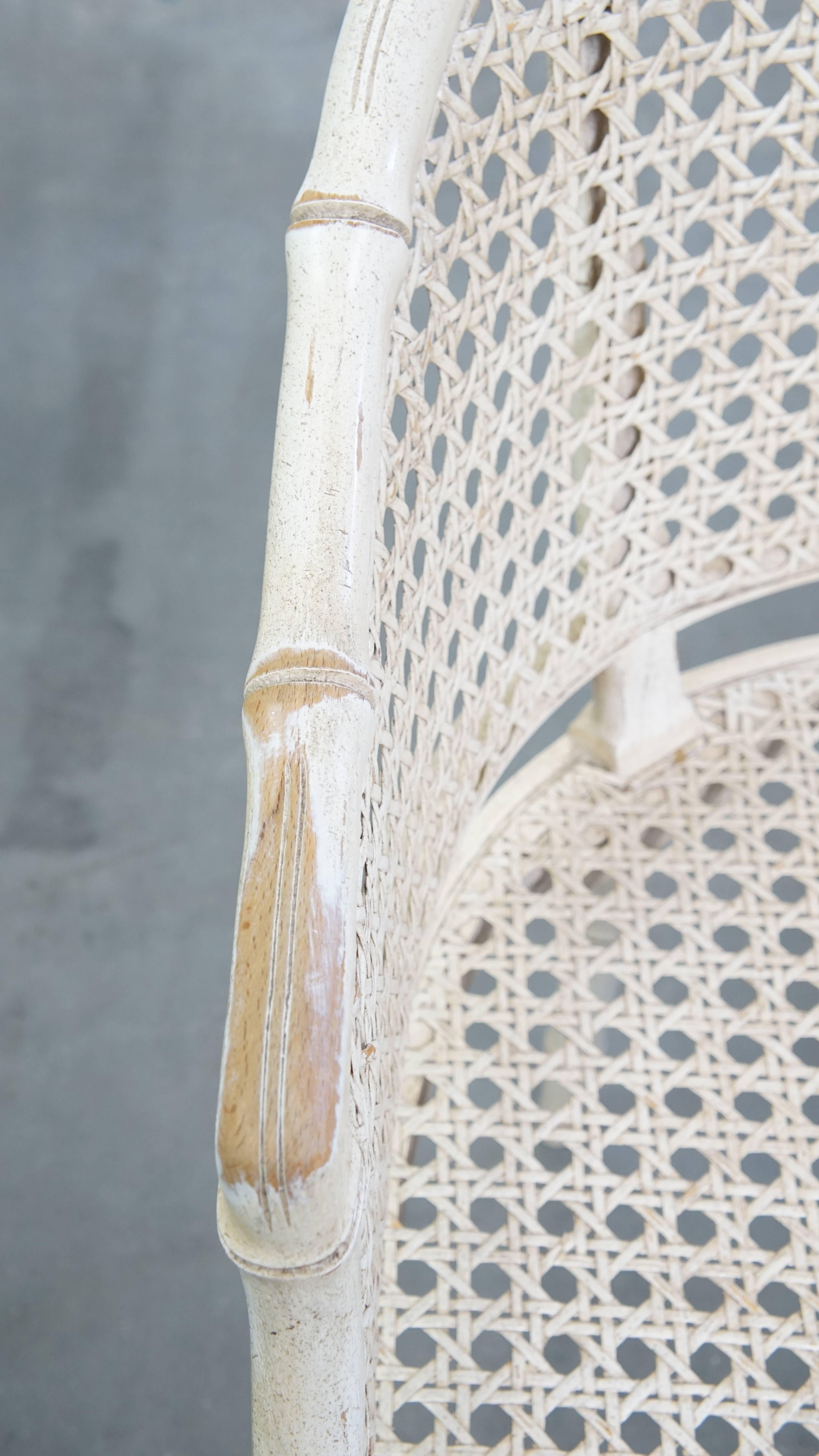 Set of 2 Vintage 1970s Chairs Made of Rattan and Bamboo For Sale 2