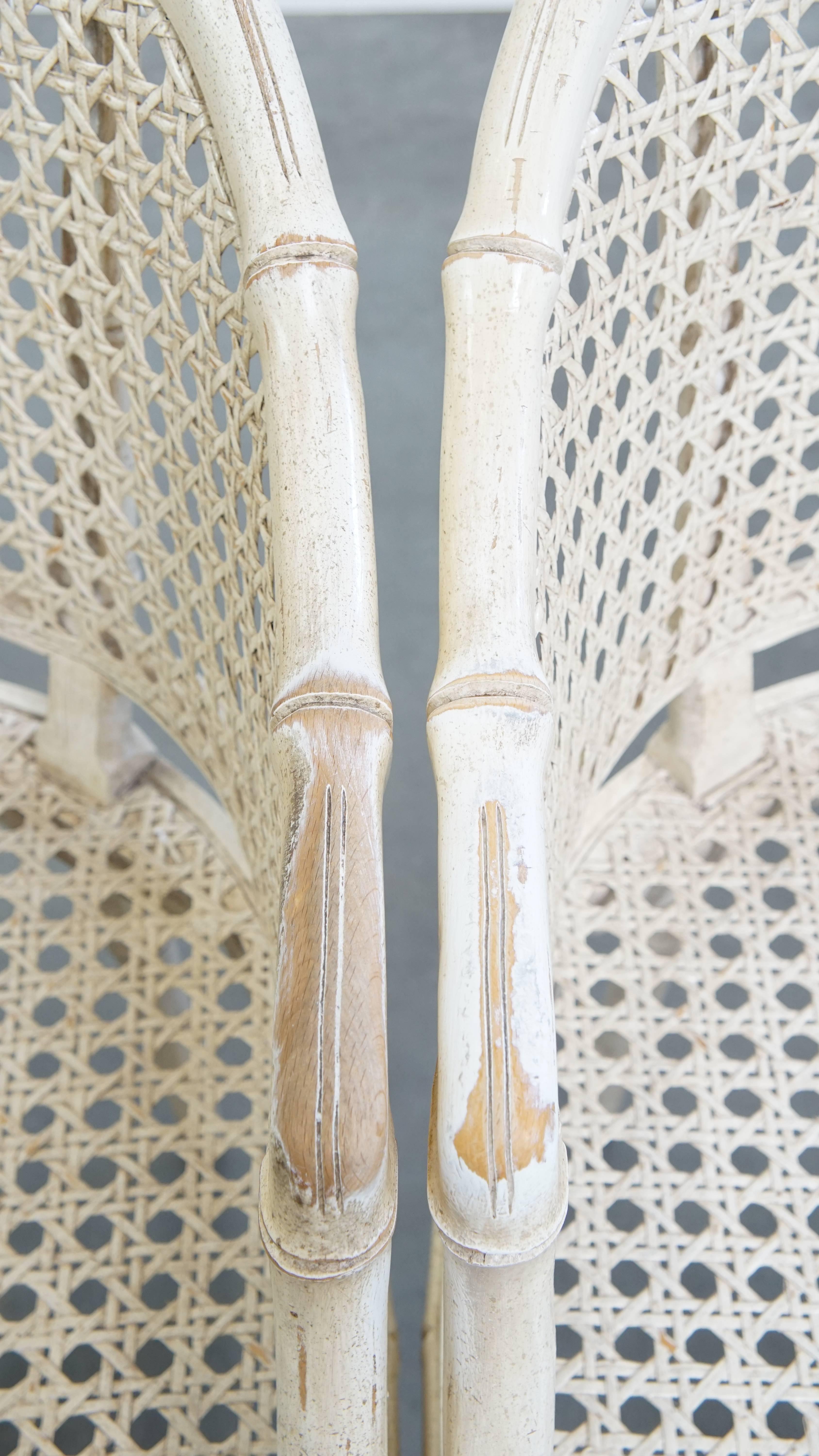 Set of 2 Vintage 1970s Chairs Made of Rattan and Bamboo For Sale 3
