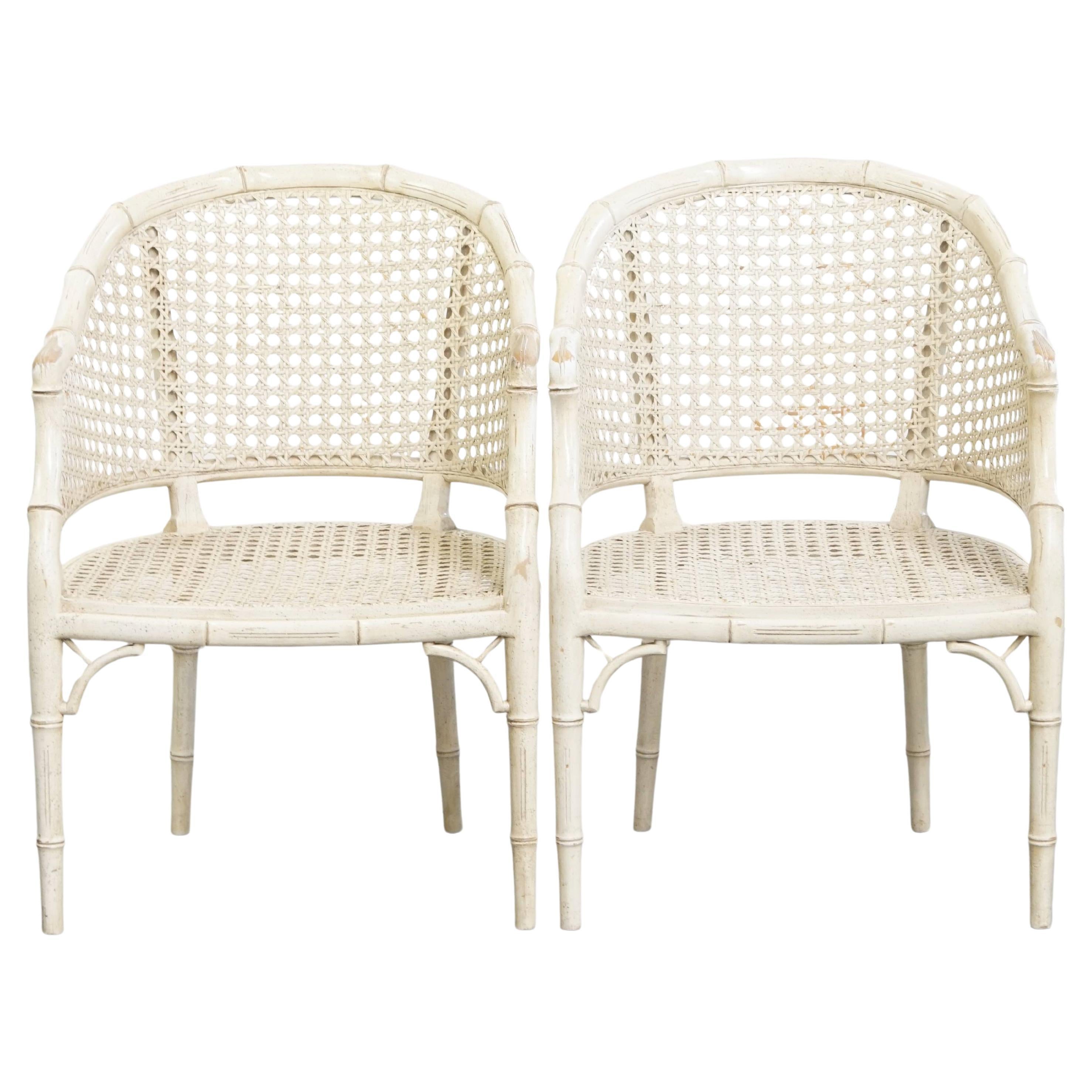 Set of 2 Vintage 1970s Chairs Made of Rattan and Bamboo For Sale