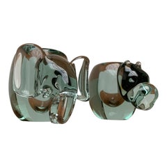 Set of 2 Vintage African Handmade Glass Animal Candle Holder from Ngwenya Glass