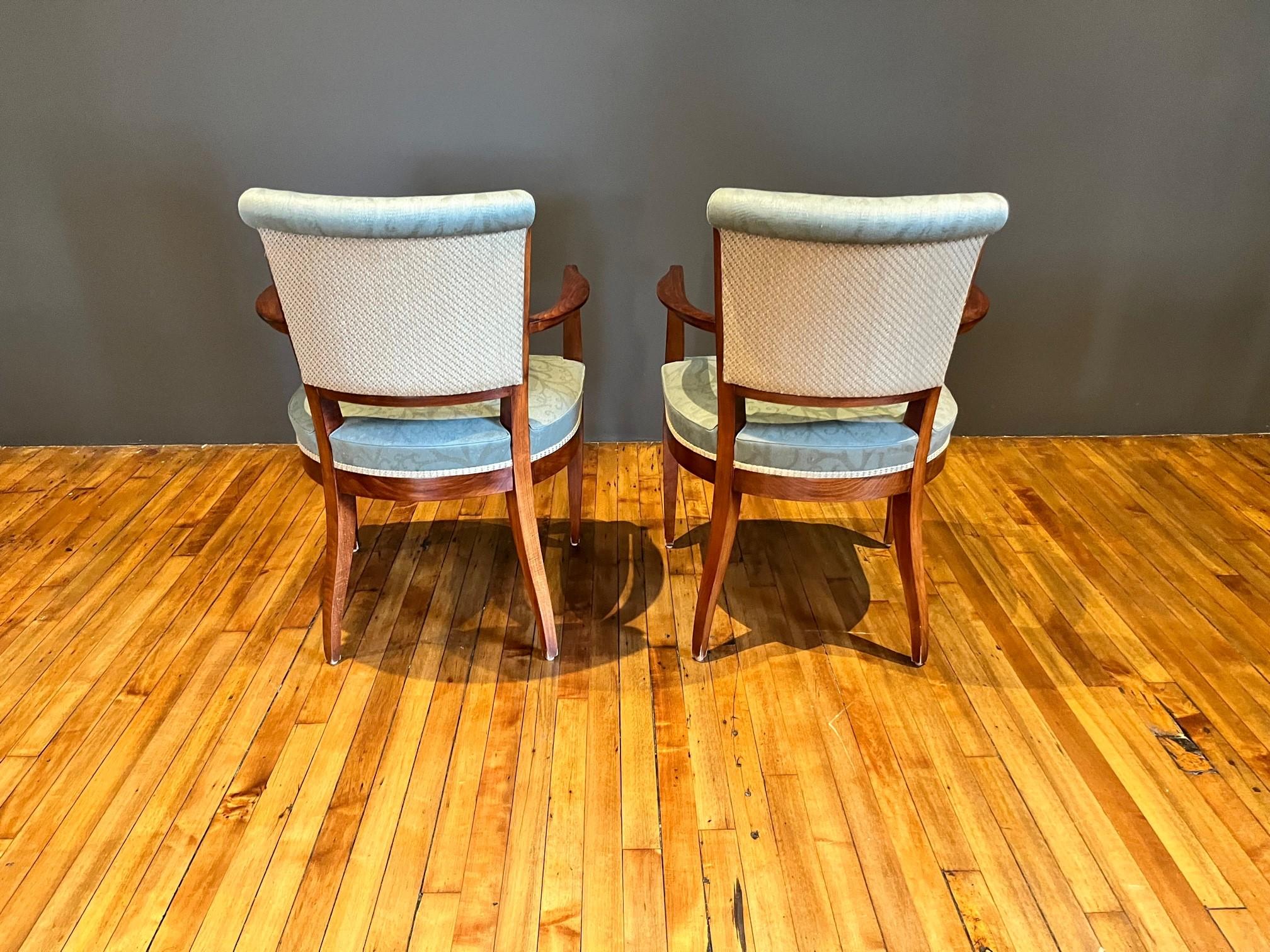 Early 20th Century Set of 2 Vintage Art Deco Dining Room Armchairs For Sale
